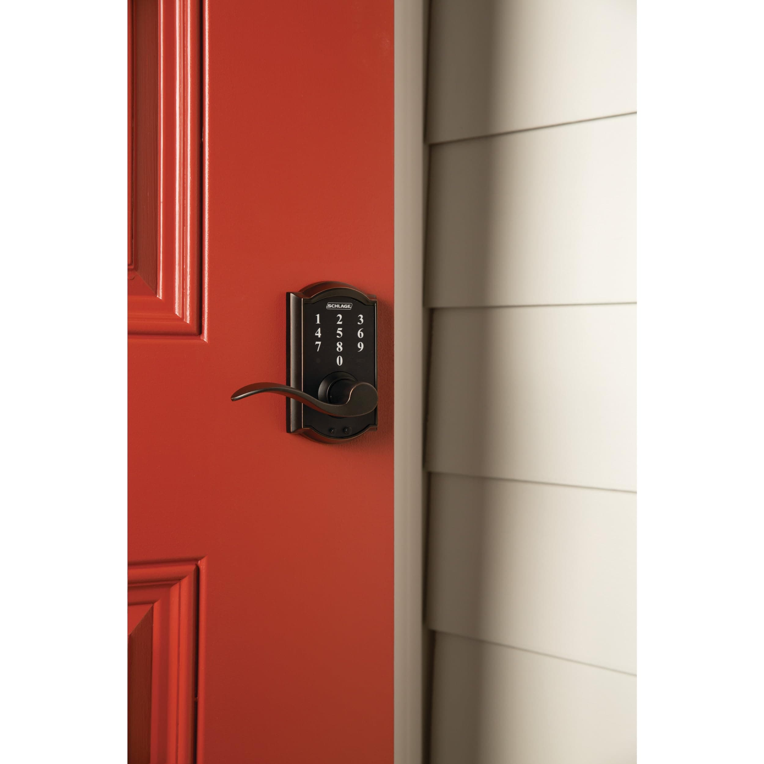 Schlage FE695 CAM 716 ACC Touch Camelot Lock with Accent Lever, Electronic Keyless Entry Lock, Aged Bronze - Image 5