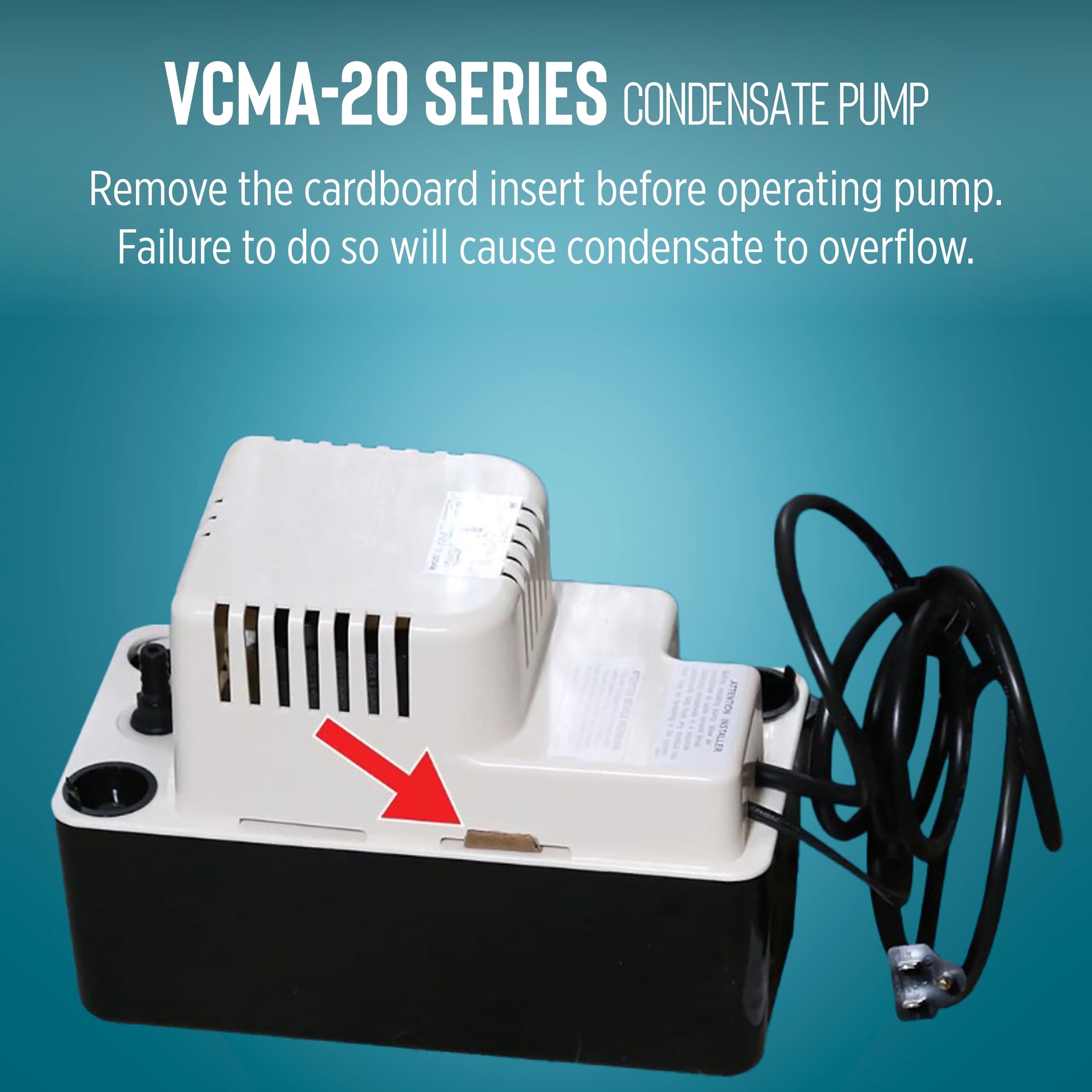 Little Giant VCMA-20ULS 115 Volt, 80 GPH, 1/30 HP Automatic Condensate Removal Pump for HVAC/Refrigeration Systems/Dehumidifiers with Overflow Detection Switch and 6-Foot Cord, White/Black, 554425 - Image 9