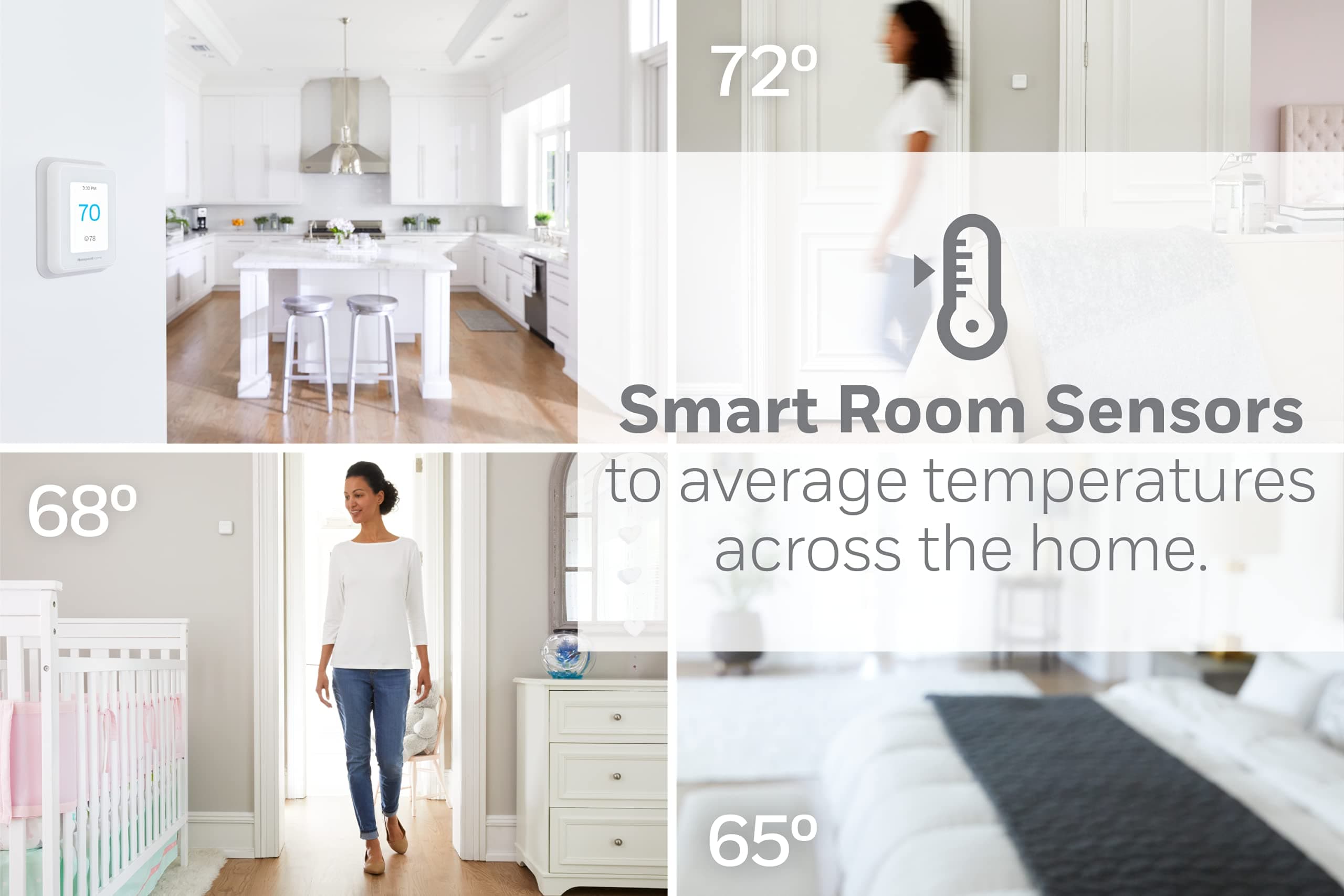 Honeywell Home T9 WiFi Smart Thermostat with 1 Smart Room Sensor, Touchscreen Display, White - Image 4