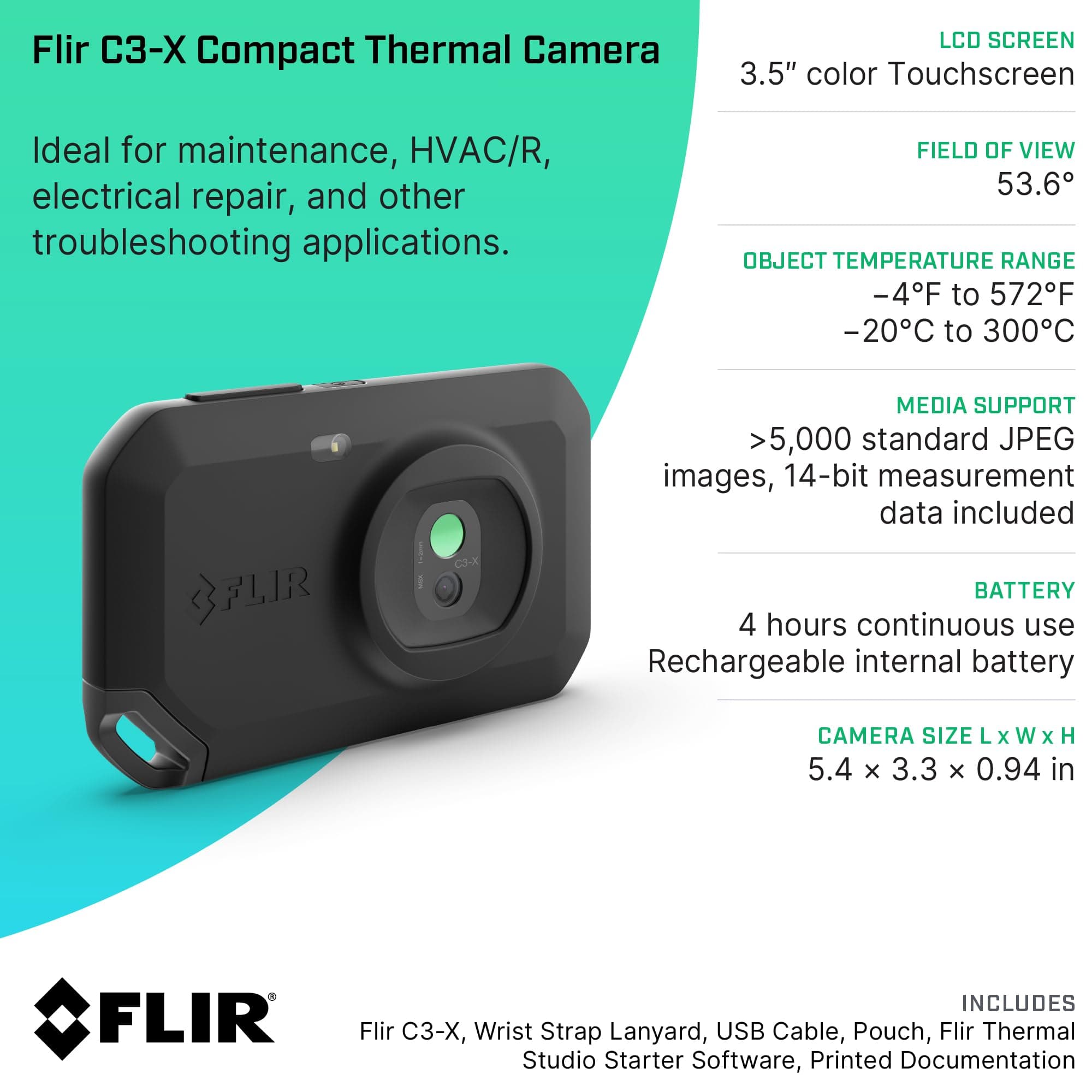FLIR C3-X Compact Thermal Imaging Camera with Wifi: High Resolution Infrared Imager for Inspection, Electrical/Mechanical, Building, and HVAC Applications - Image 7