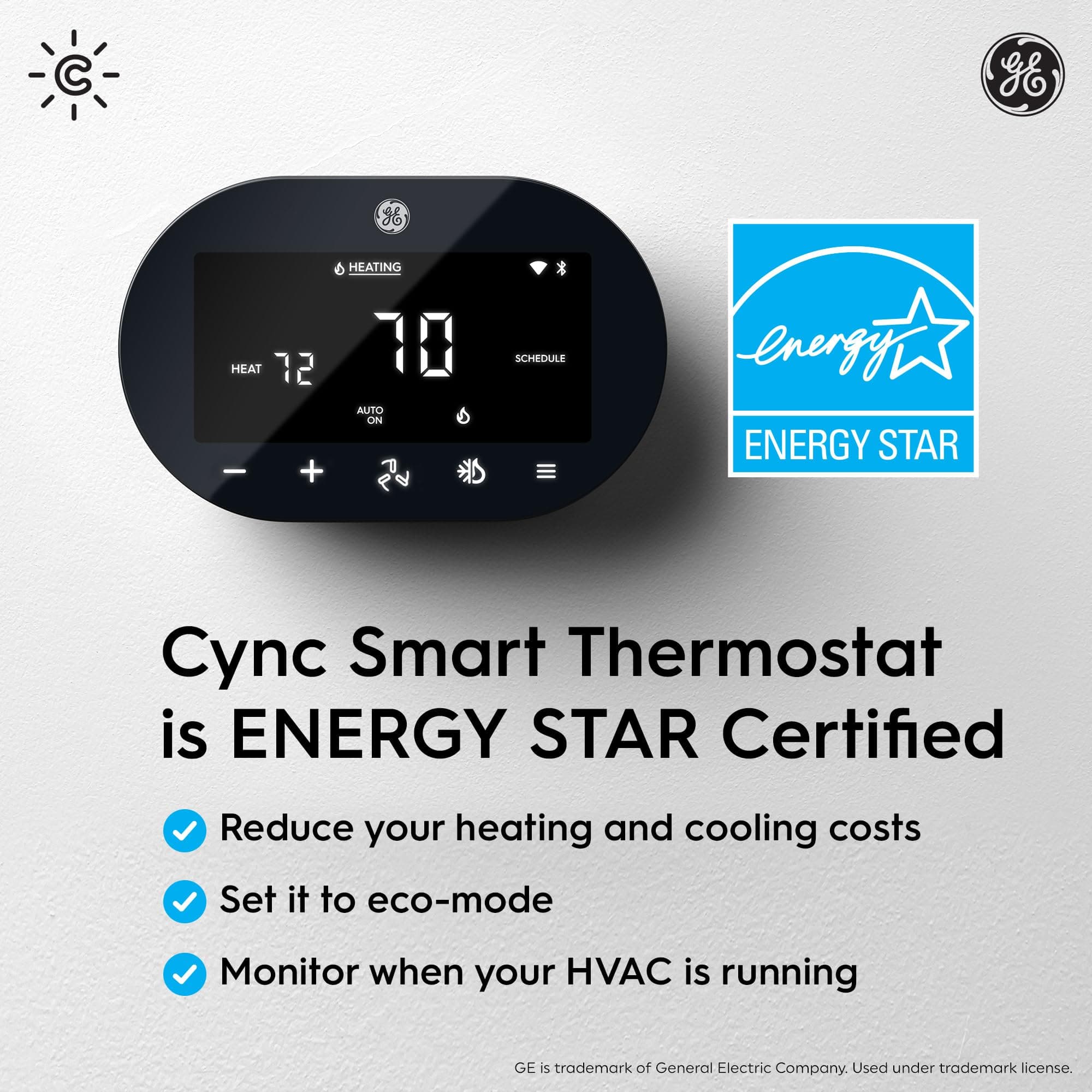 GE CYNC Smart Thermostat for Home, ENERGY STAR Certified, Smart Home Programmable Wi-Fi Thermostat, Works with Amazon Alexa and Google Home, Digital Touch Screen, Black - Image 6