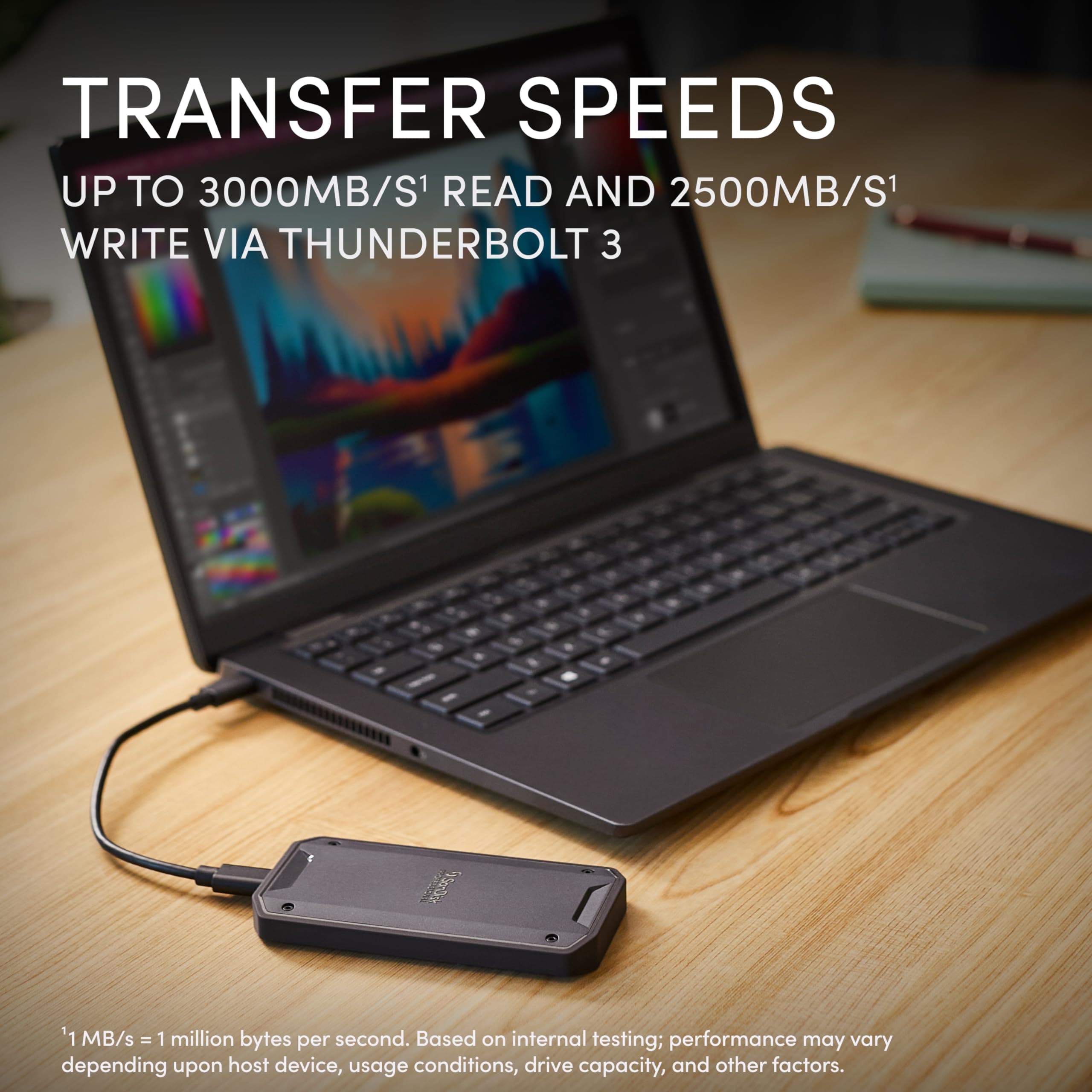 SANDISK Professional 4TB PRO-G40 SSD - Up to 3000MB/s, Thunderbolt 3 (40Gbps), USB-C (10Gbps), IP68 dust/Water Resistance, External Solid State Drive - SDPS31H-004T-GBCND - Image 2