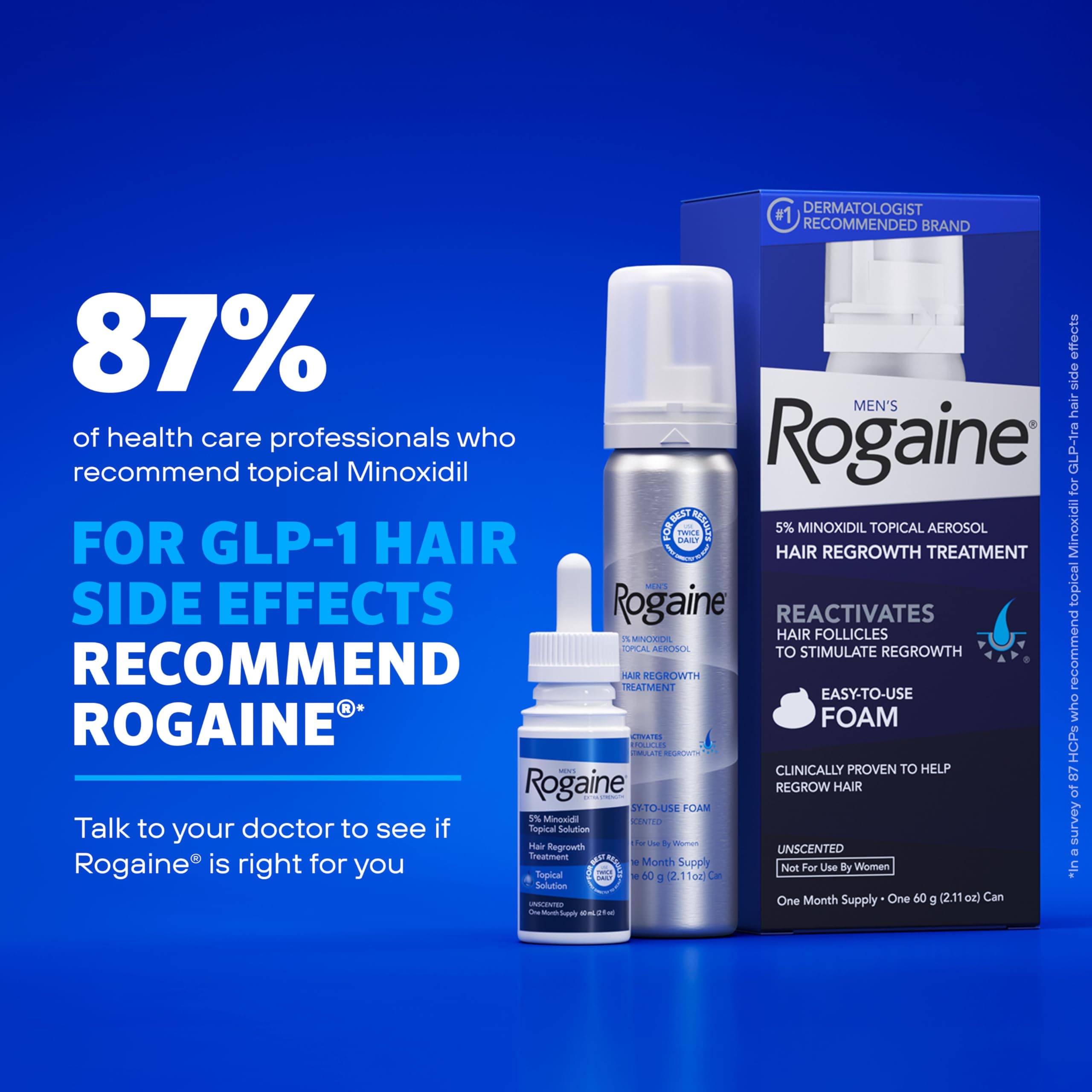Men’s Rogaine Extra Strength 5% Minoxidil, Topical Solution for Thinning & Hair Loss, Clinically Proven FDA Approved Minoxidil for Men Treatment, Regrow Fuller Hair, 3 Month Supply, 3 Bottles - Image 4