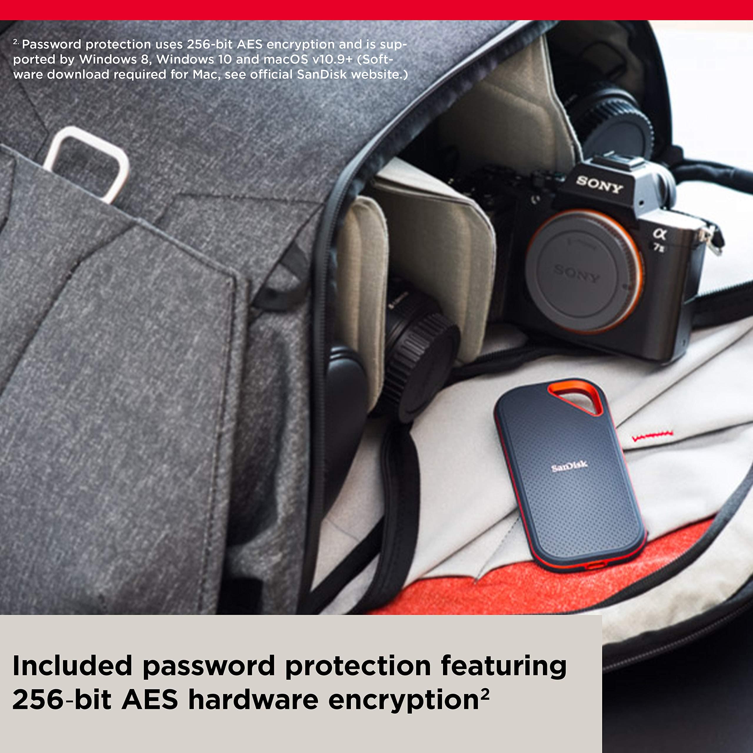 SANDISK 2TB Extreme PRO Portable SSD - Up to 2000MB/s - USB-C, USB 3.2 Gen 2x2, IP65 Water and Dust Resistance, Updated Firmware - External Solid State Drive - SDSSDE81-2T00-G25 - Image 7