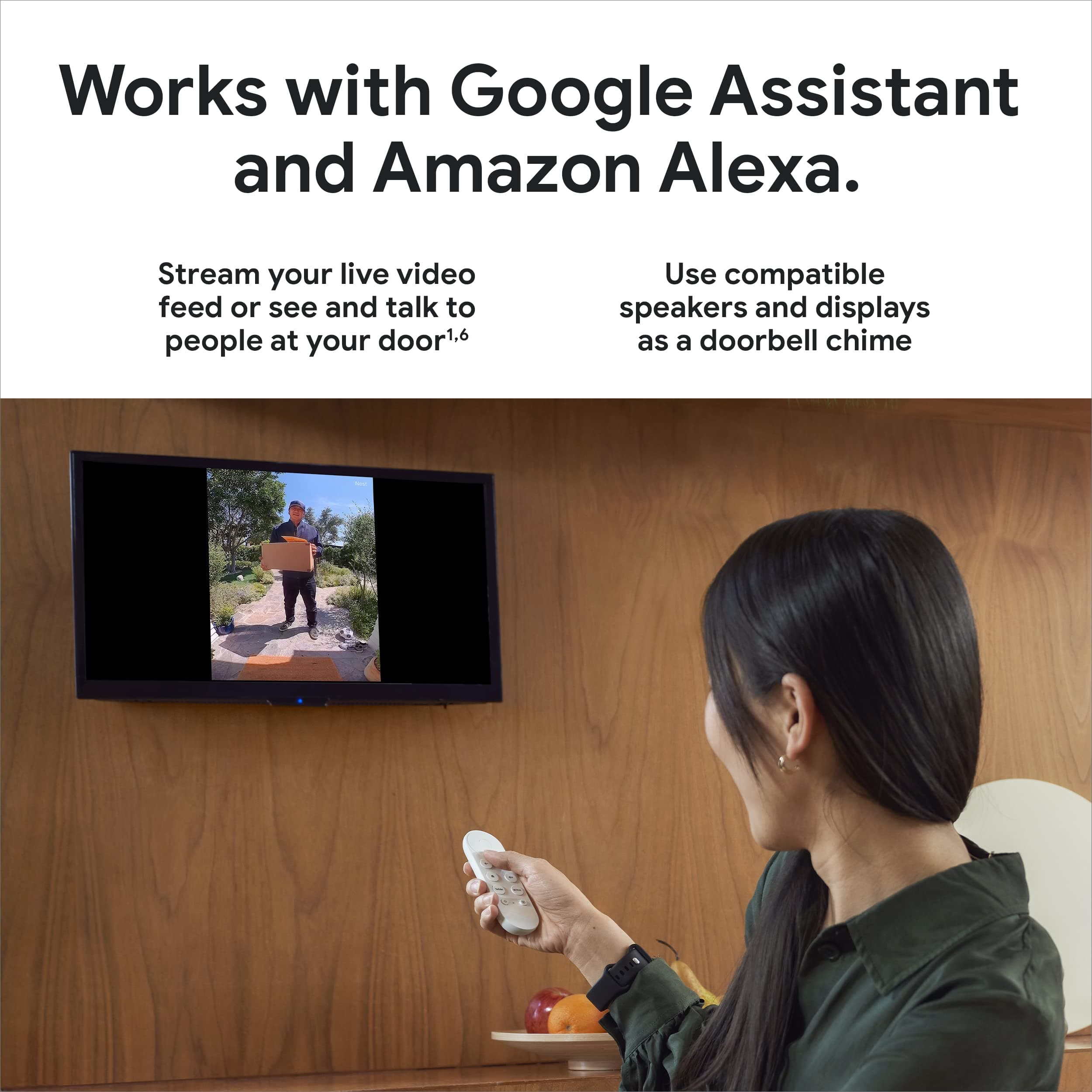 Google Nest Doorbell (Wired, 2nd Gen) - Wired Video Doorbell Camera - Doorbell Security Camera - Snow - Image 5
