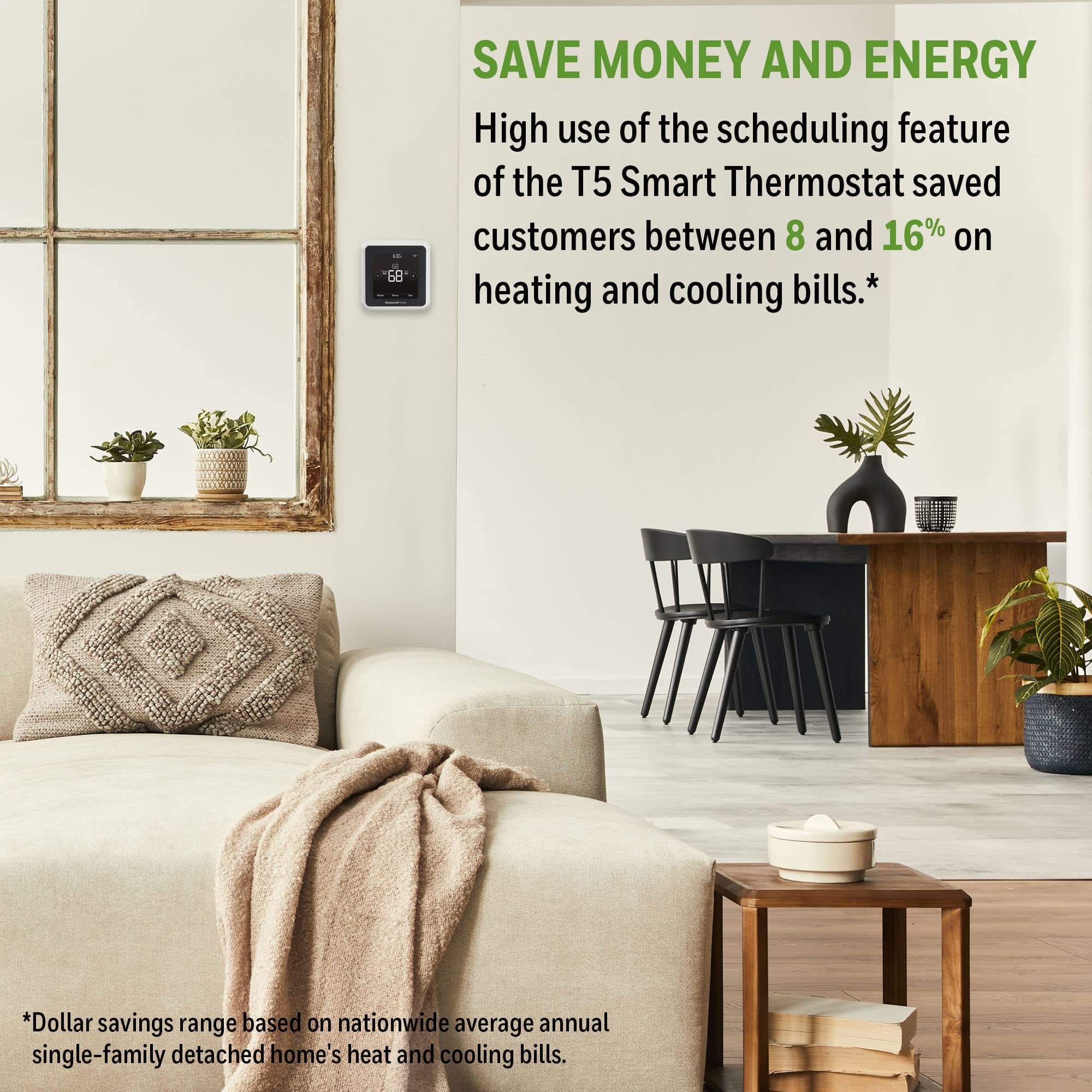 Honeywell Home RTH8800WF2022, T5 WiFi Smart Thermostat, 7 Day-Programmable Touchscreen, Alexa Ready, Geofencing Technology, Energy Star, C-Wire Required - Image 2