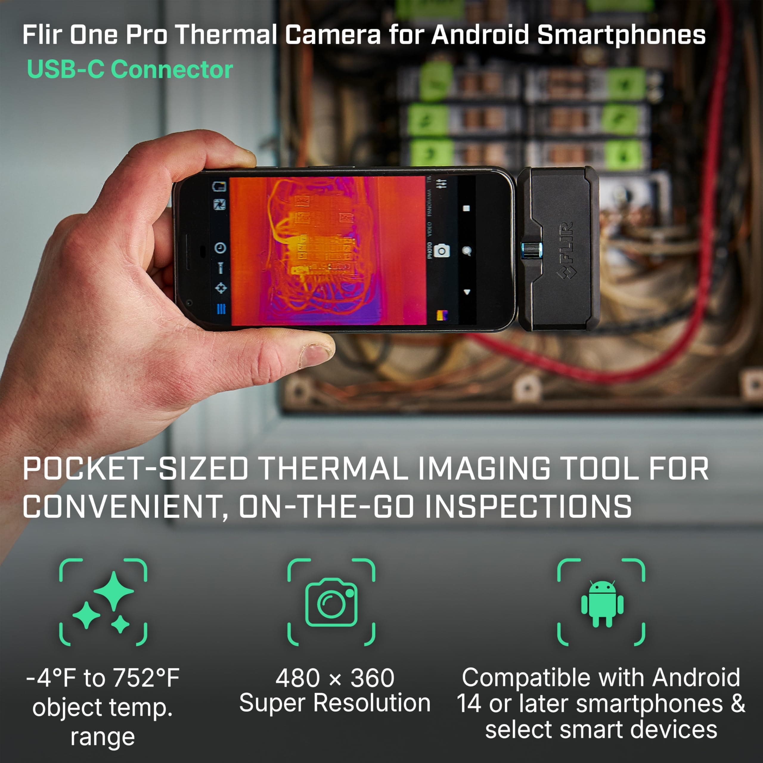 Flir One Pro - Thermal Imaging Camera for Android Smartphones (USB-C), 480x360 Super Resolution (160x120 Native IR) - Image 2