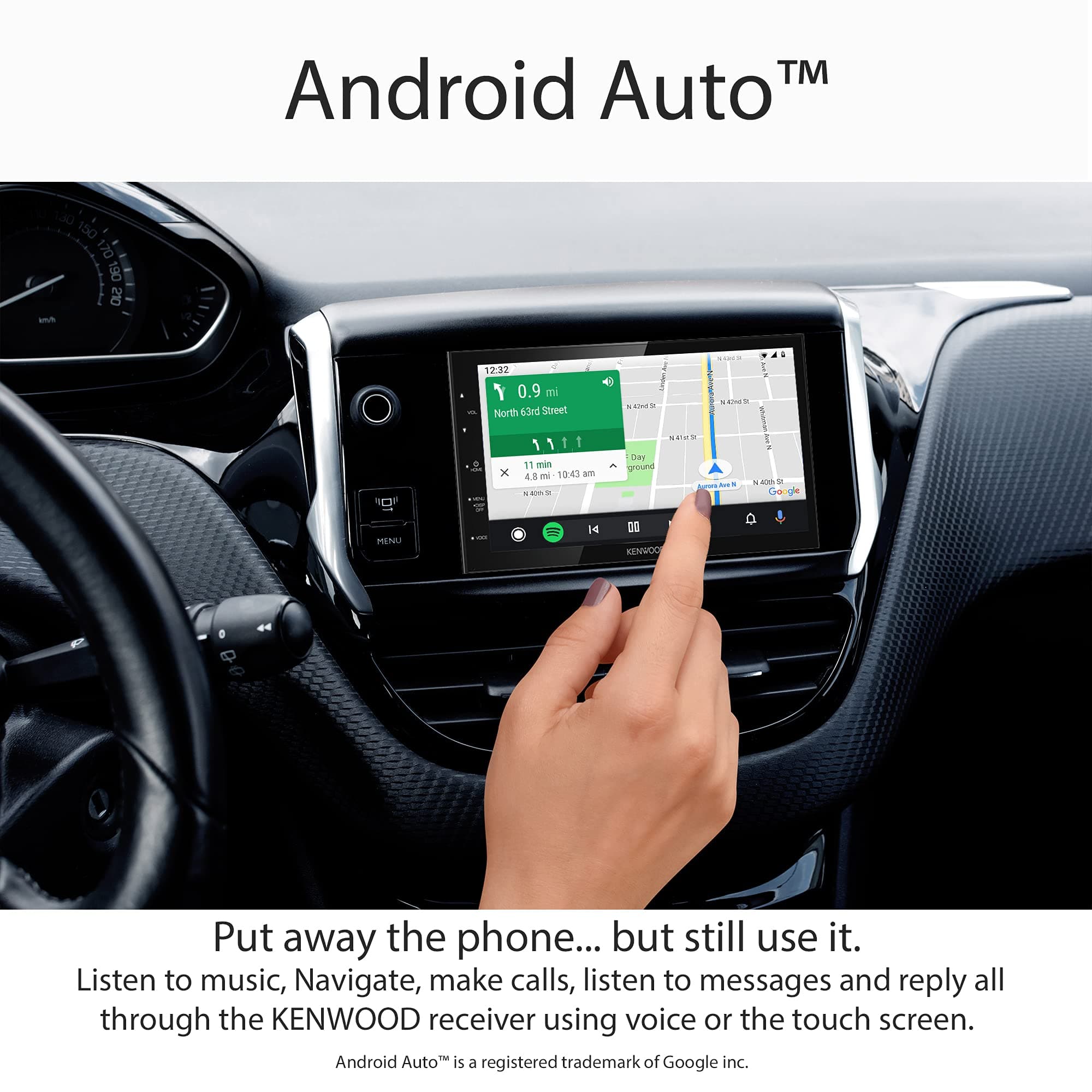 Kenwood DMX47S Digital Car Multimedia Player, 6.8" Capacitive Touch Screen, Apple CarPlay & Android Auto, Built-in Bluetooth, True Mirroring via USB, Rear View Camera Input & Superior Car Audio - Image 3