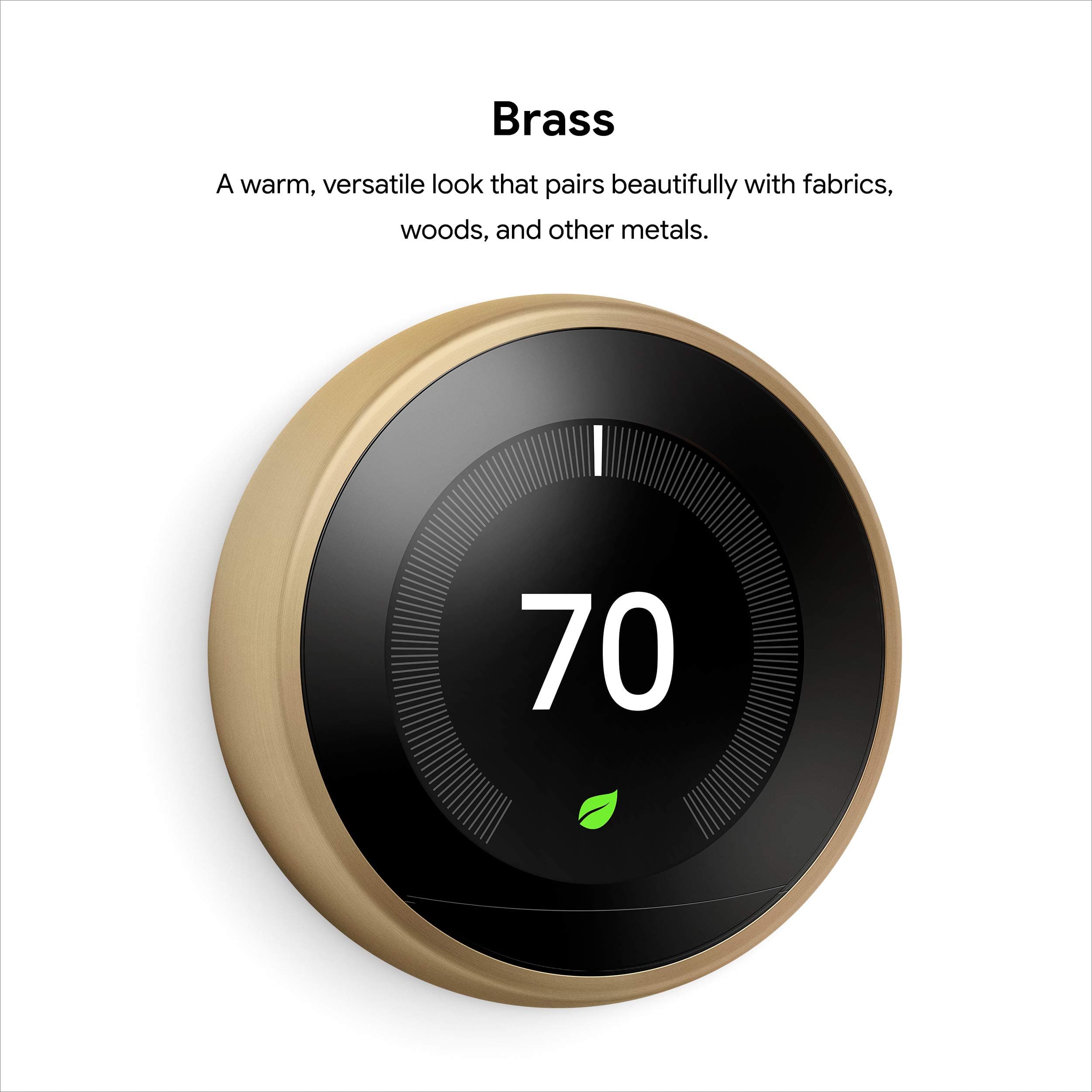 Nest Smart Learning Wi-Fi Programmable Thermostat, 3rd Gen, Brass - Image 2