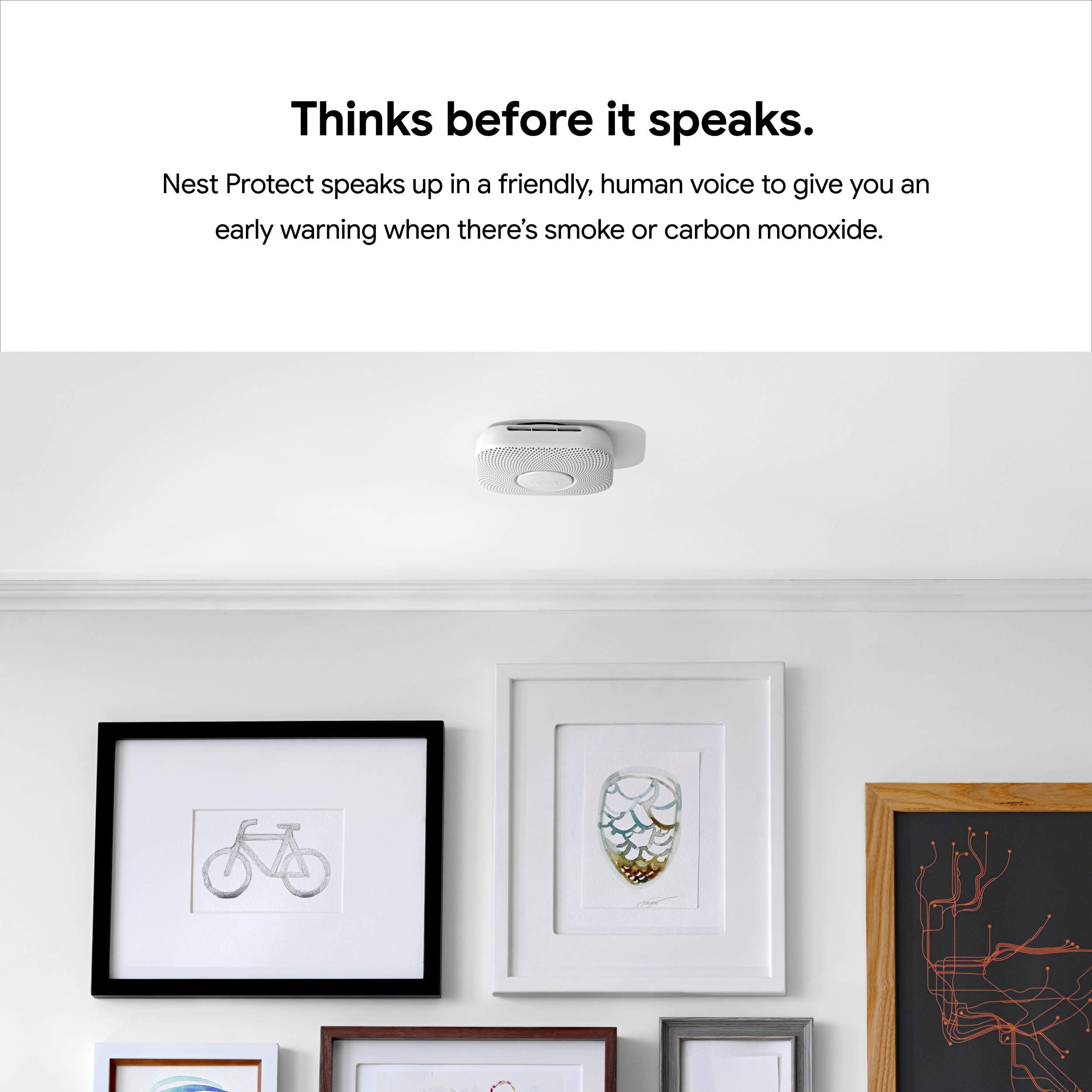 Google S3006WBUS Nest Protect, S3000BWES, 2nd Gen, Battery, 3-Pack Alarm-Smoke Carbon Monoxide Detector, 3, White - Image 2