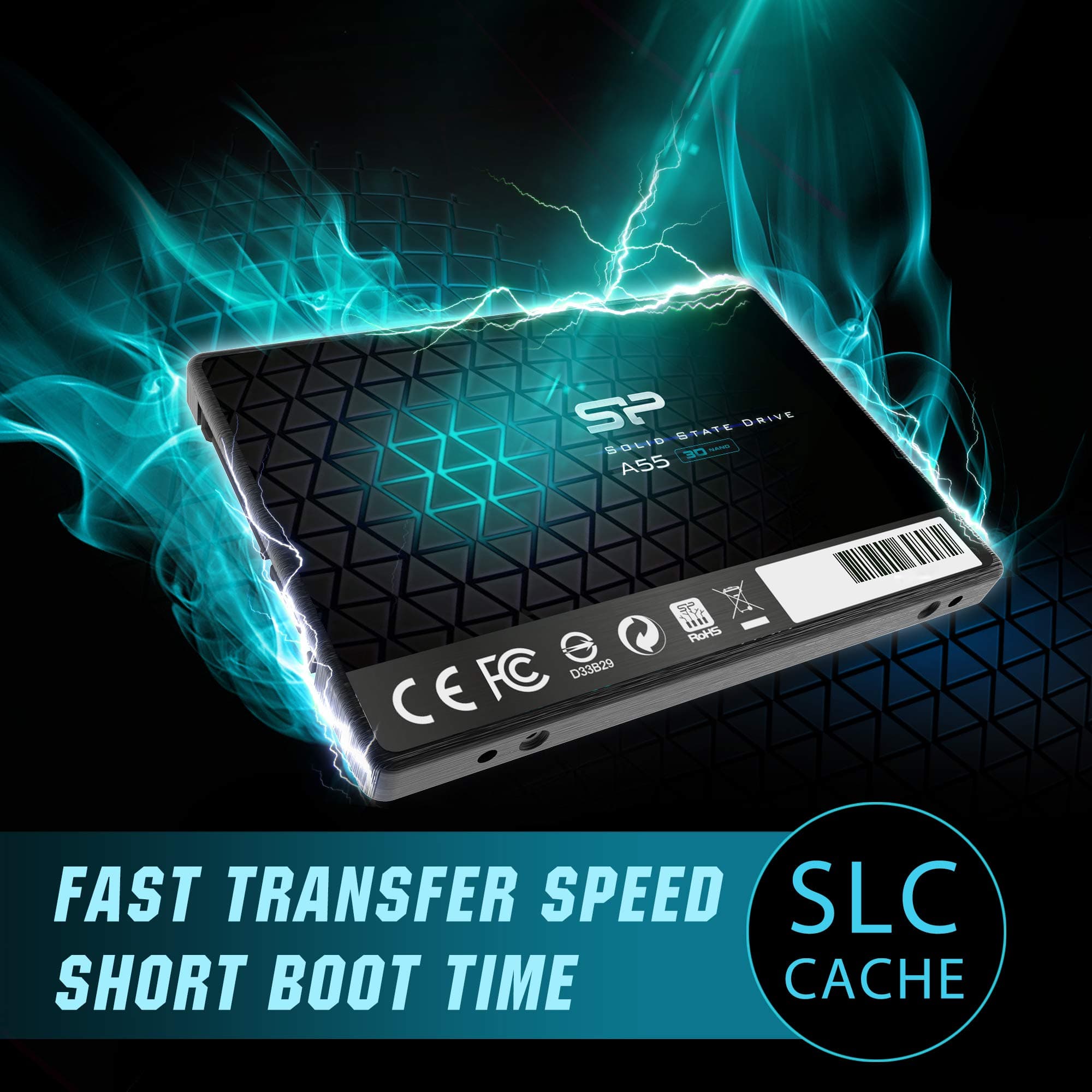 SP Silicon Power 4TB SSD 3D NAND A55 SLC Cache Performance Boost SATA III 2.5'' 7mm (0.28'') Internal Solid State Drive (SP004TBSS3A55S25) - Image 3