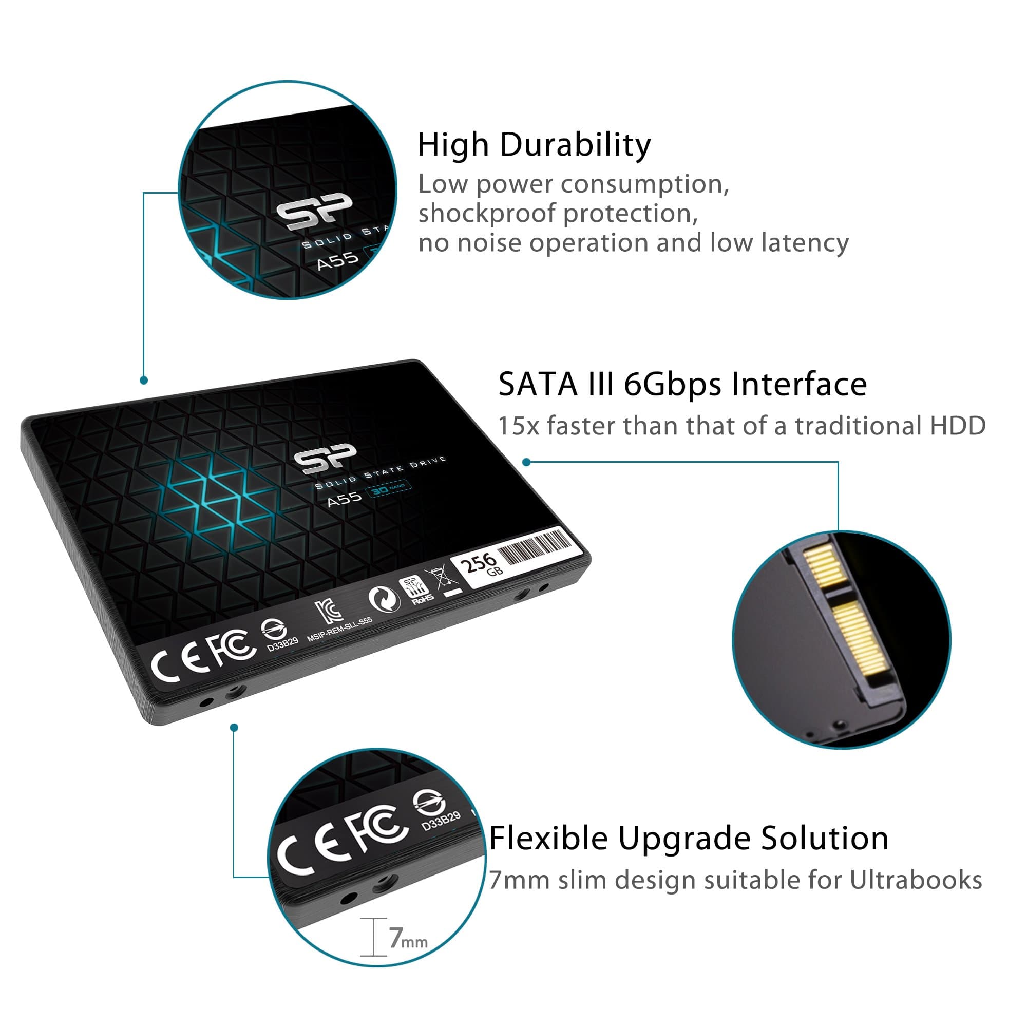 Silicon Power 2TB SSD 3D NAND A58 SLC Cache Performance Boost SATA III 2.5" 7mm (0.28") Internal Solid State Drive - Image 5