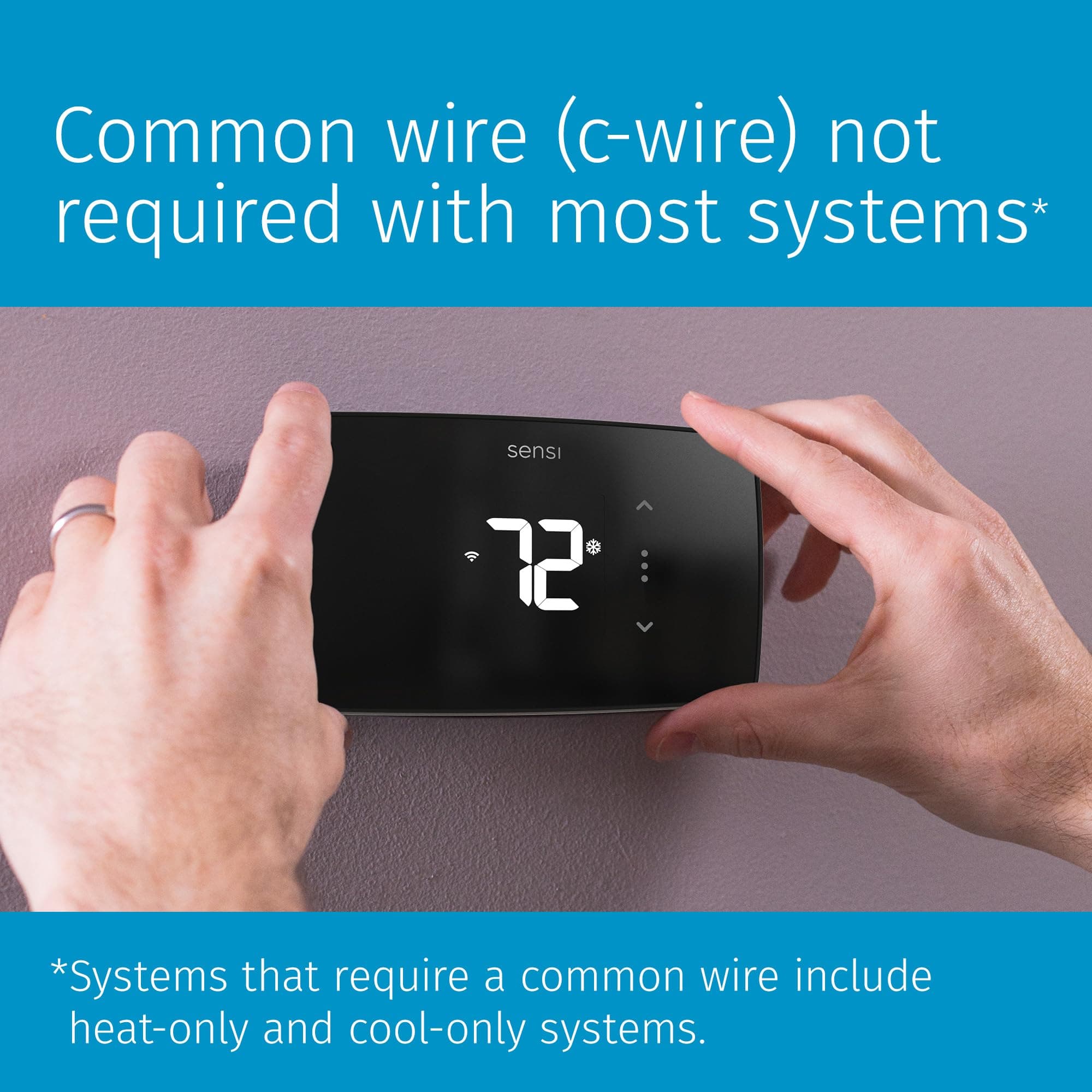 Sensi Lite Smart Thermostat, Programmable, WiFi, Easy DIY, Works With Alexa, ENERGY STAR Certified, ST25, Most Systems C-Wire Not Required, C-Wire needed with Heat/Cool Only & Heat Pump System – Black - Image 4