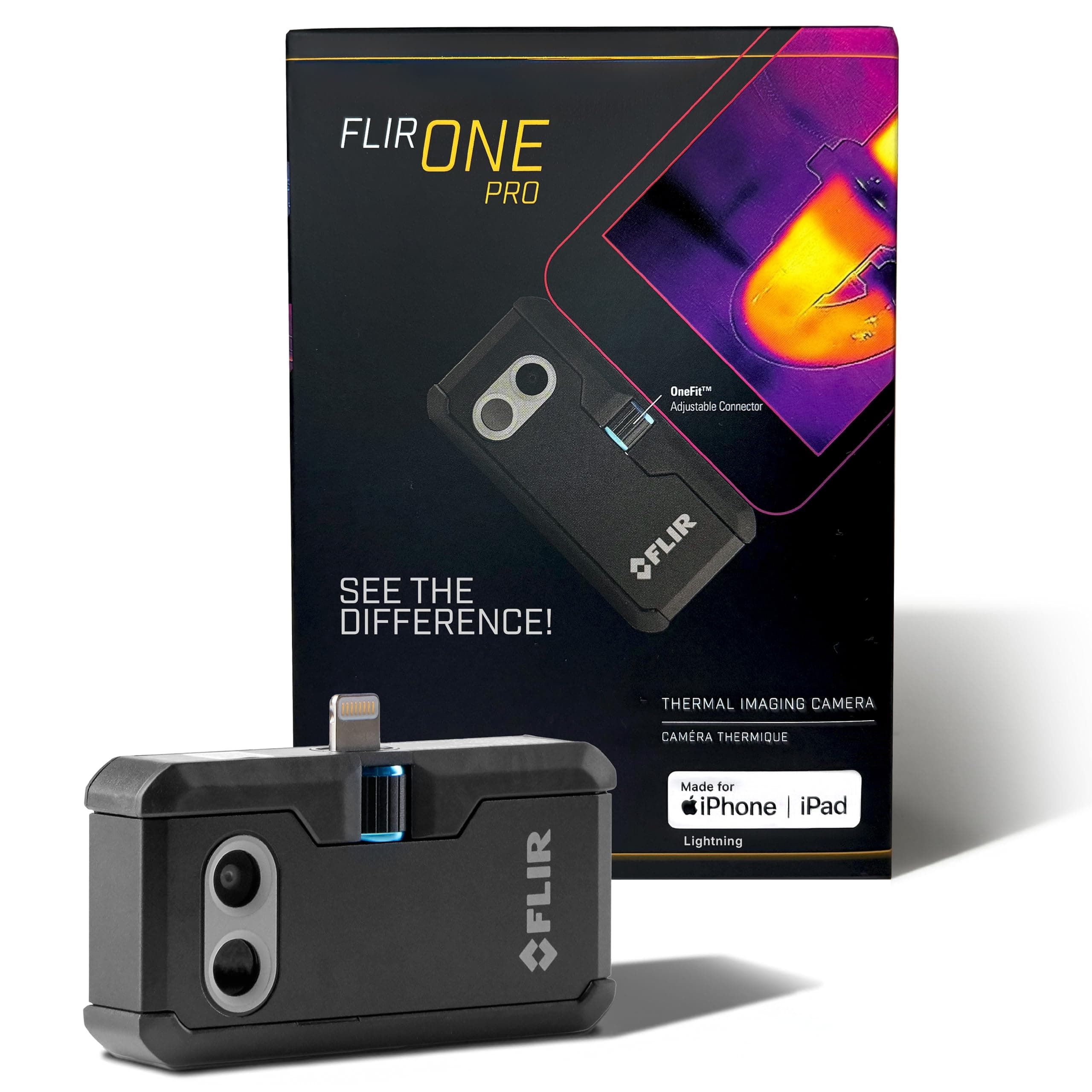 Flir One Pro - Thermal Imaging Camera for iOS Smartphones (iPhone 14 and Older w/Lightning Port), 480x360 Super Resolution (160x120 Native IR)