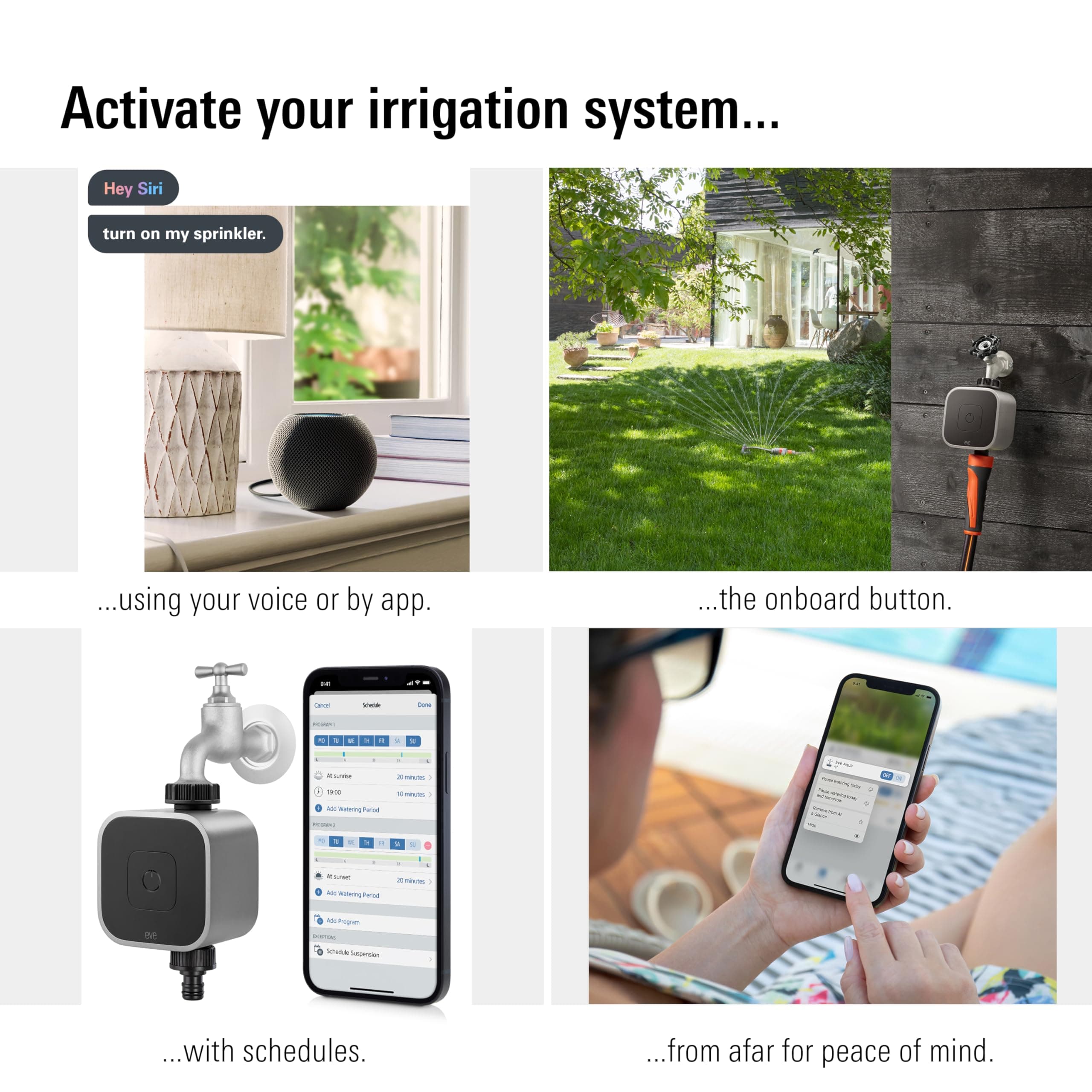 Eve Aqua – Smart Water Controller for Apple Home app or Siri, irrigate Automatically with schedules, Easy to use, Remote Access, no Bridge, Bluetooth/Thread, HomeKit - Image 3