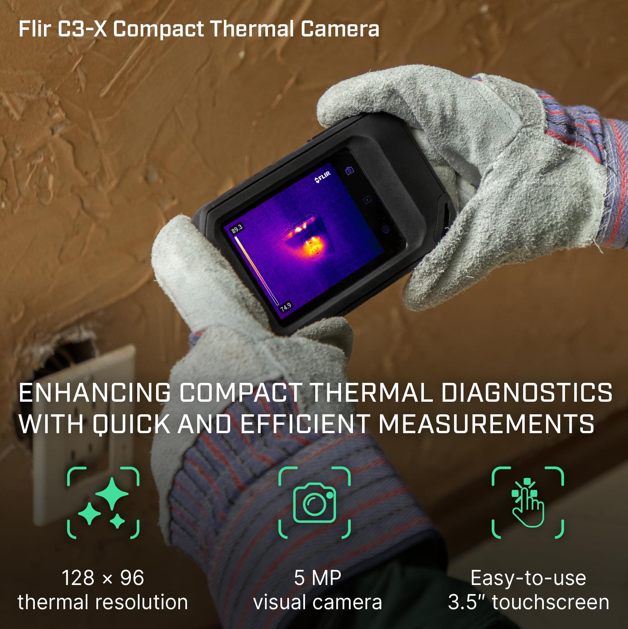 FLIR C3-X Compact Thermal Imaging Camera with Wifi: High Resolution Infrared Imager for Inspection, Electrical/Mechanical, Building, and HVAC Applications - Image 2