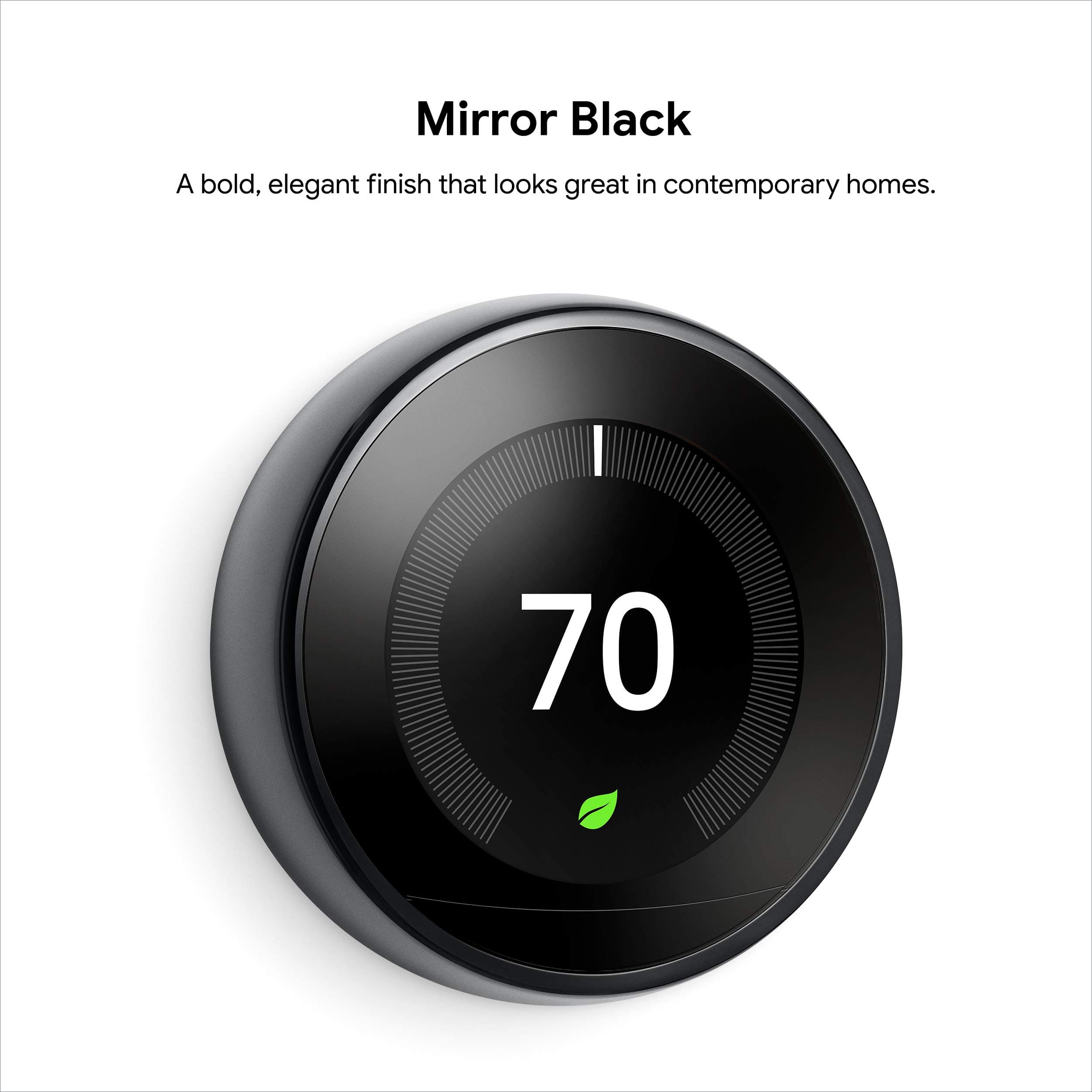 Nest Smart Learning Wi-Fi Programmable Thermostat, 3rd Gen, Mirror Black - Image 2