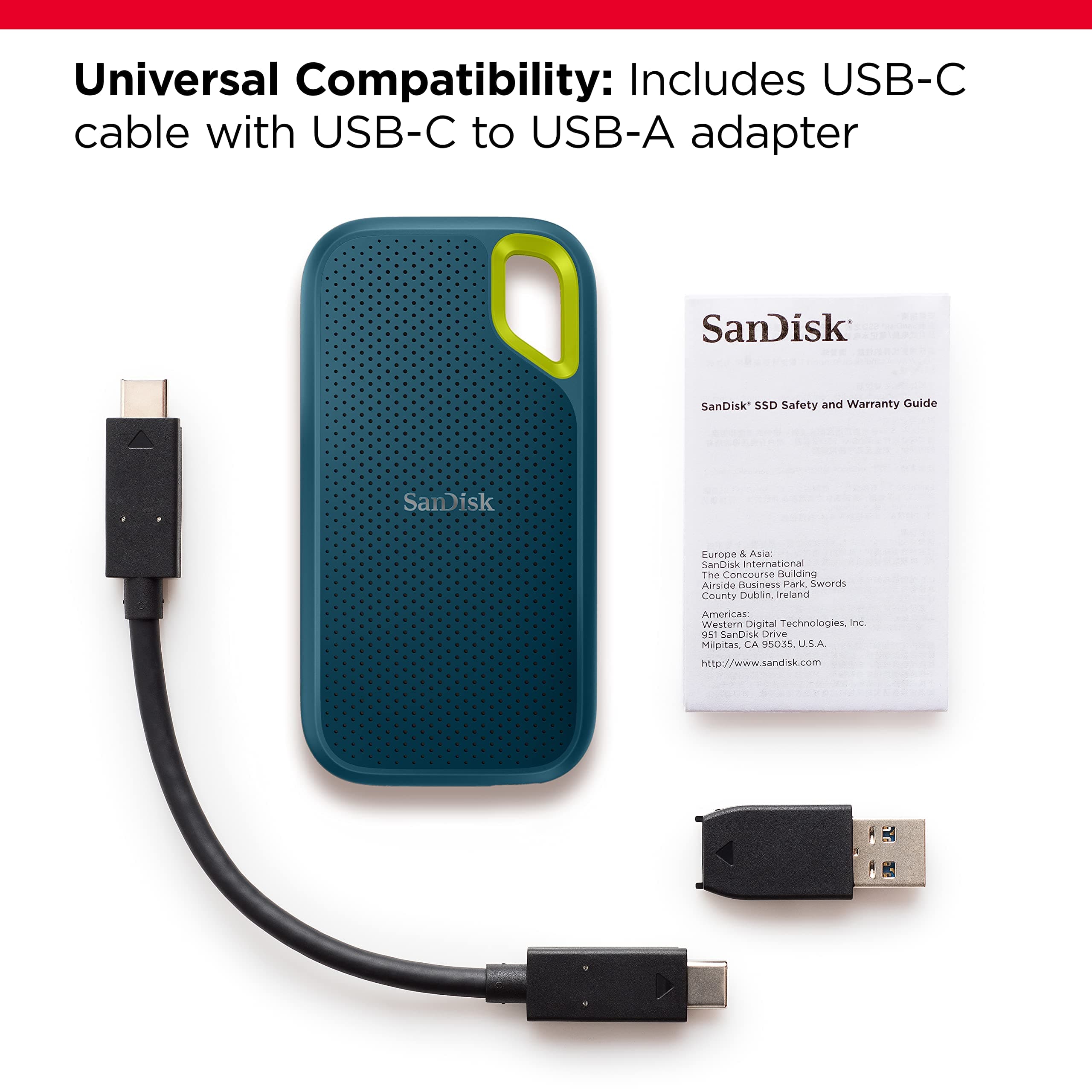 SANDISK 2TB Extreme Portable SSD - Up to 1050MB/s, USB-C, USB 3.2 Gen 2, IP65 Water and dust Resistance, Updated Firmware, Monterey - External Solid State Drive - SDSSDE61-2T00-G25M - Image 3