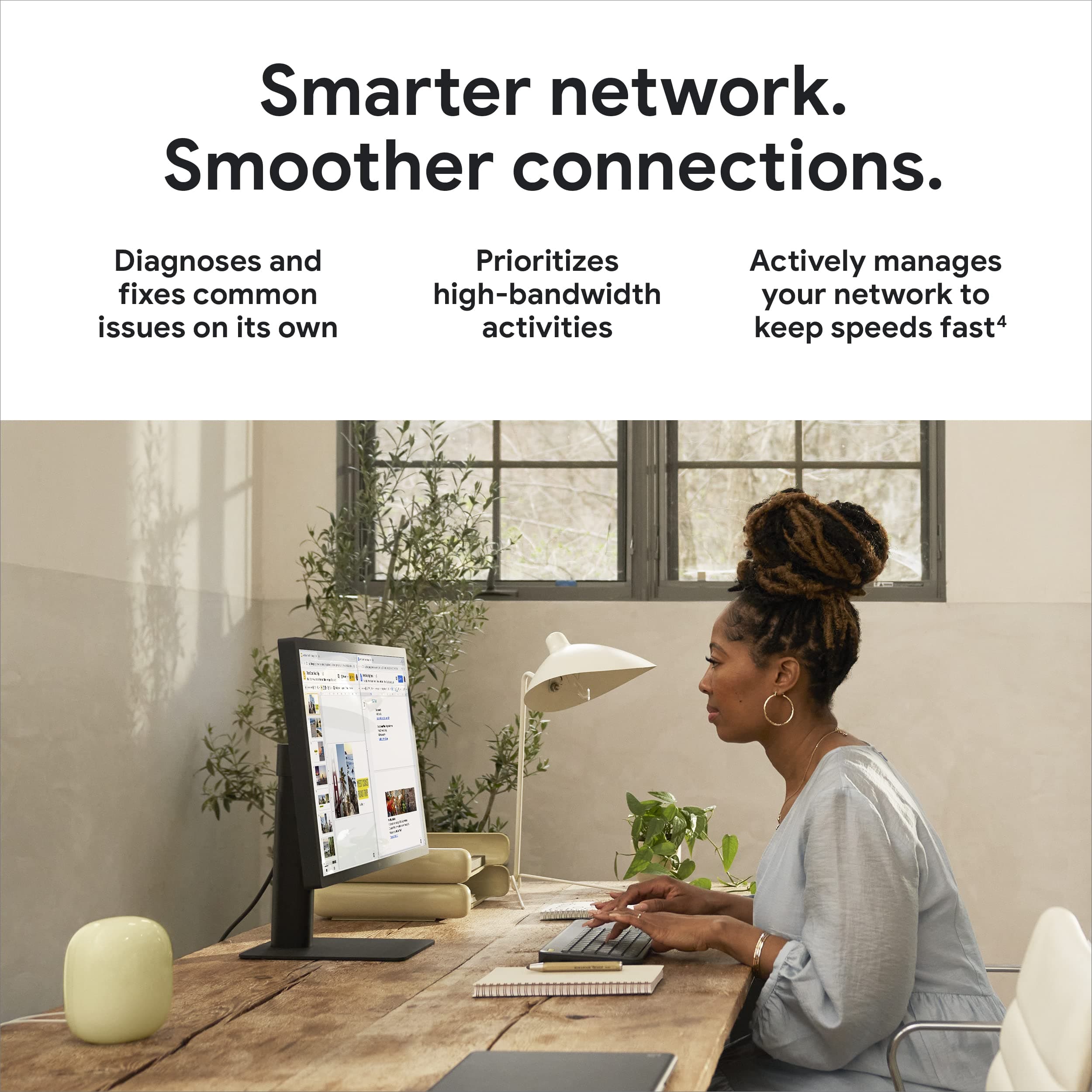 Google Nest WiFi Pro - 6E - Reliable Wi-Fi System with Fast Speed and Whole Home Coverage - Mesh Wi-Fi Router - 3 Pack - Snow, Linen, Fog - Image 3