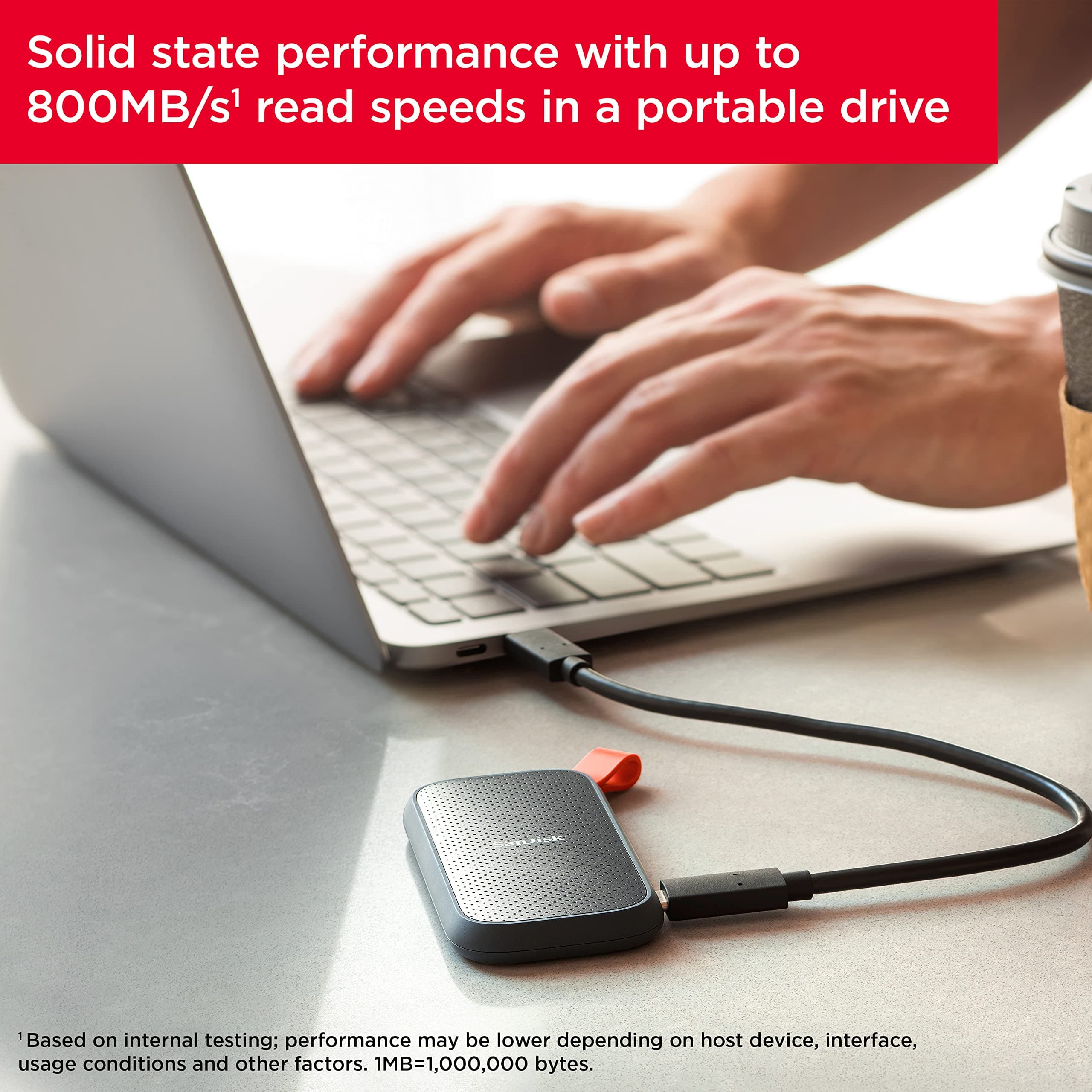SANDISK 2TB Portable SSD - Up to 800MB/s, USB-C, USB 3.2 Gen 2, Updated Firmware - External Solid State Drive - SDSSDE30-2T00-G26 - Image 4