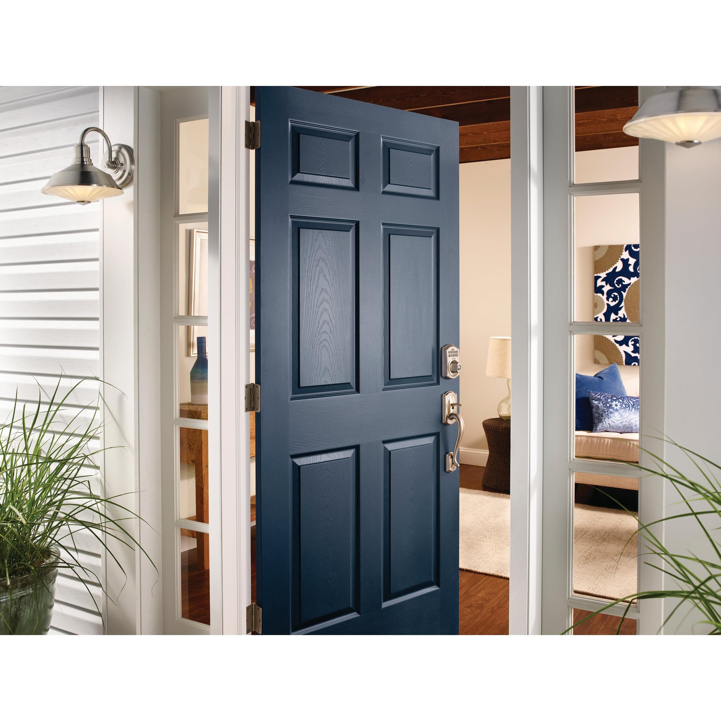 Schlage Camelot Electronic Keypad Deadbolt Lock, Keyless Front Door Entry, Mechanical Key Backup Included, Satin Nickel, BE365 V CAM 619 - Image 5