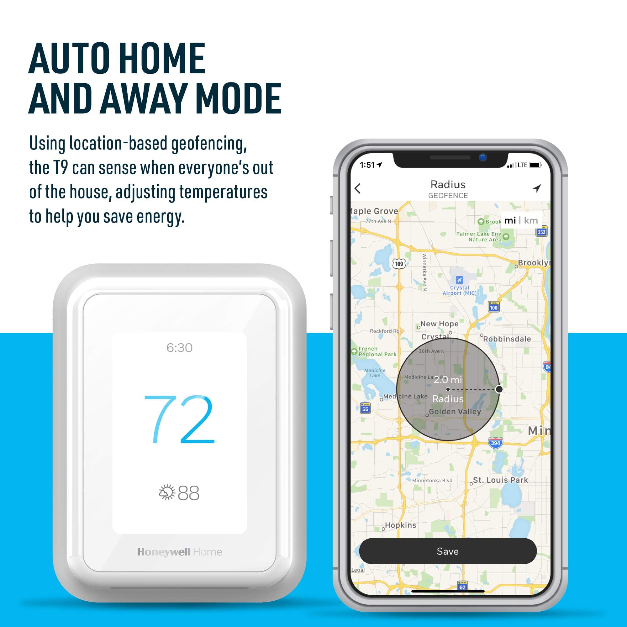 Honeywell Home T9 WIFI Smart Thermostat, Smart Room Sensor Ready, Touchscreen Display, Alexa and Google Assist - Image 6