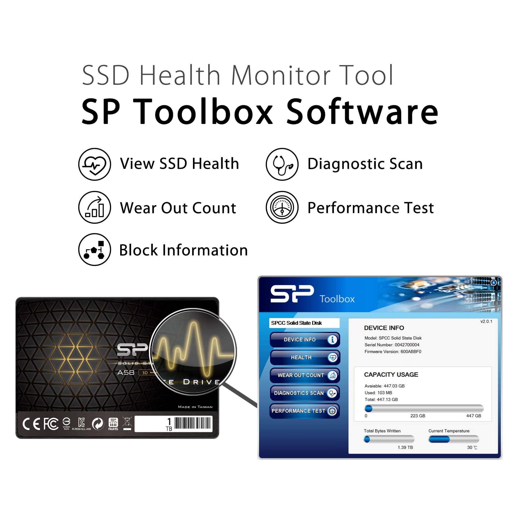 Silicon Power 1TB SSD 3D NAND A58 SLC Cache Performance Boost SATA III 2.5" 7mm (0.28") Internal Solid State Drive - Image 5