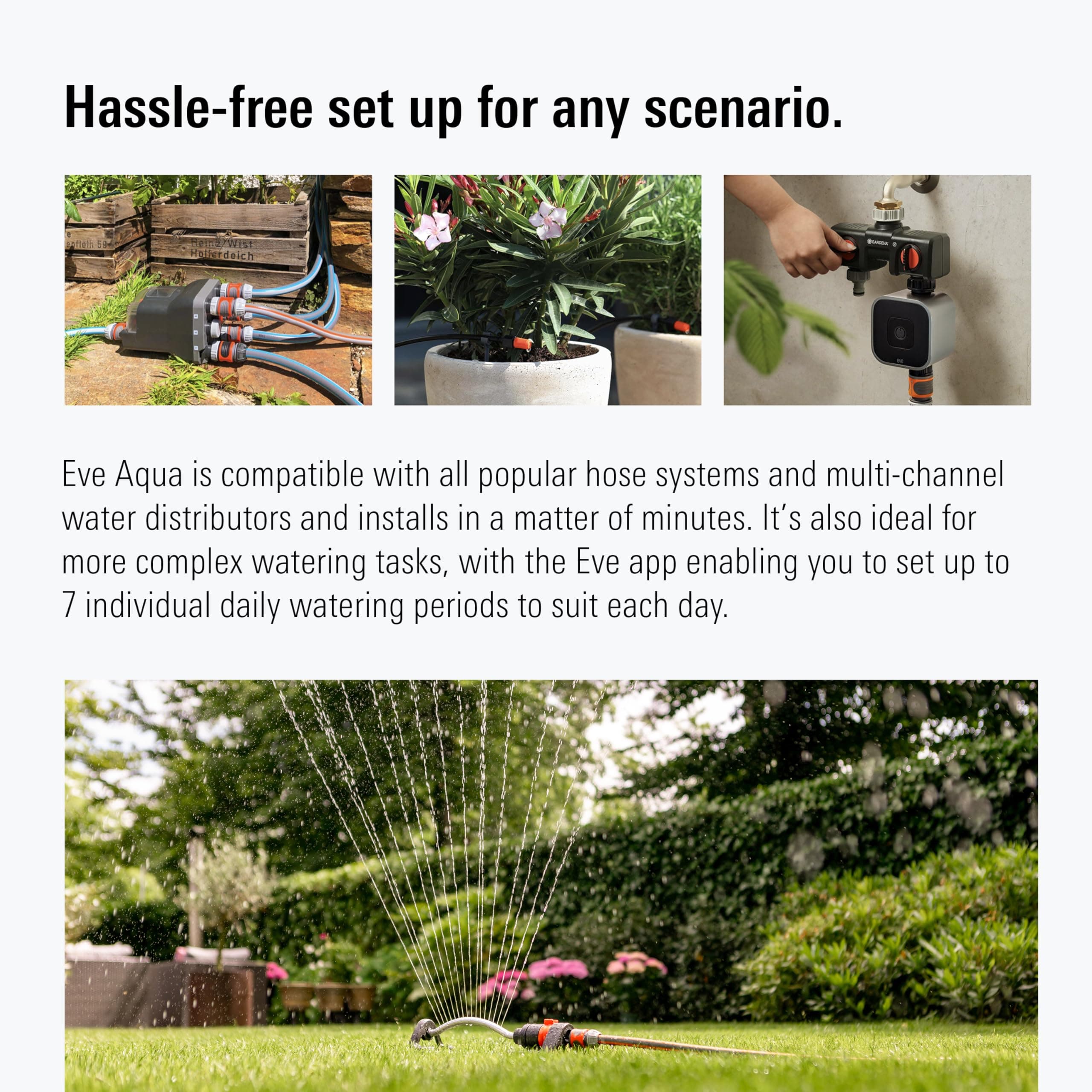 Eve Aqua – Smart Water Controller for Apple Home app or Siri, irrigate Automatically with schedules, Easy to use, Remote Access, no Bridge, Bluetooth/Thread, HomeKit - Image 4