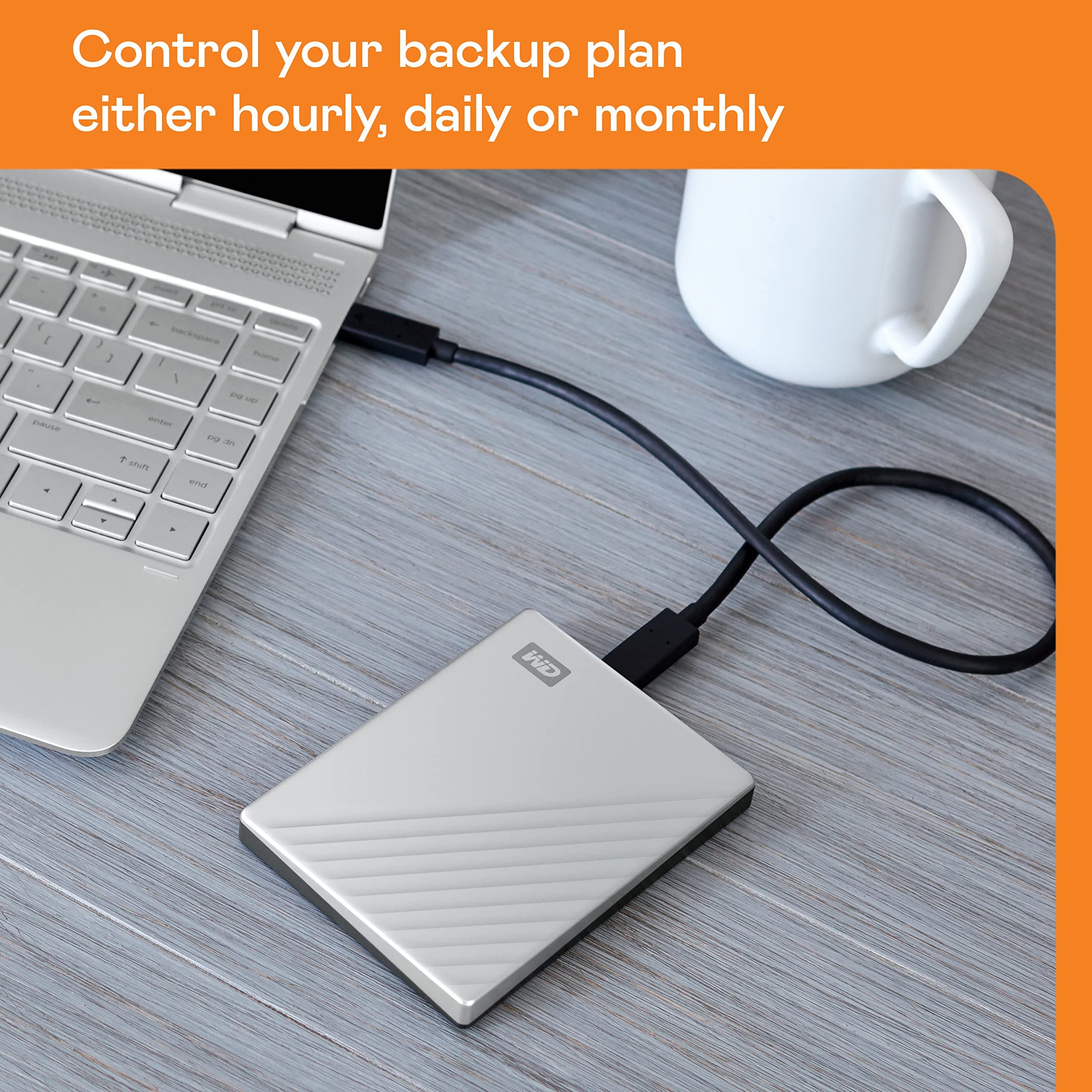 WD 4TB My Passport Ultra, Silver, Portable External Hard Drive, backup software with defense against ransomware, and password protection, USB-C and USB 3.1 - WDBFTM0040BSL-WESN - Image 4