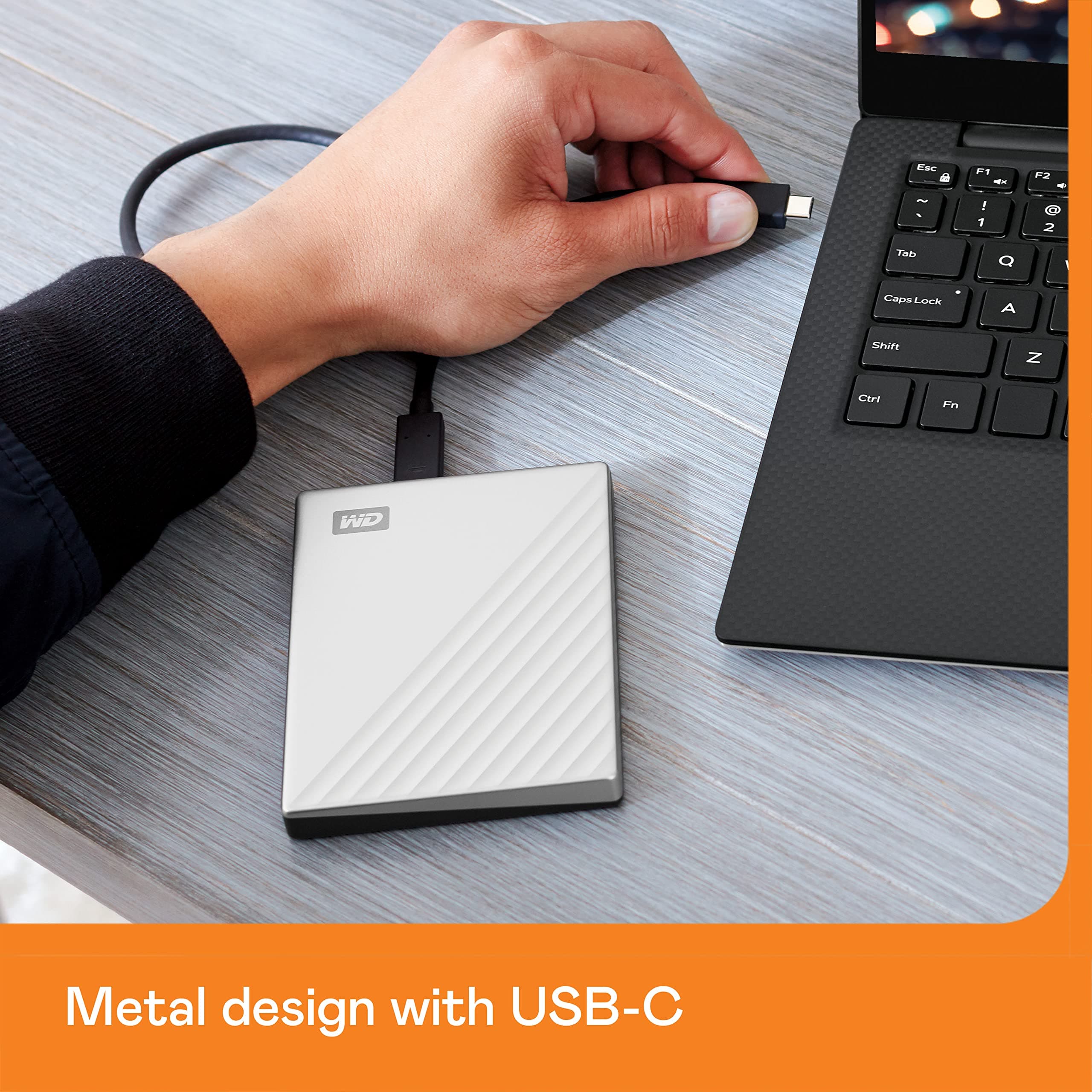 WD 4TB My Passport Ultra, Silver, Portable External Hard Drive, backup software with defense against ransomware, and password protection, USB-C and USB 3.1 - WDBFTM0040BSL-WESN - Image 2