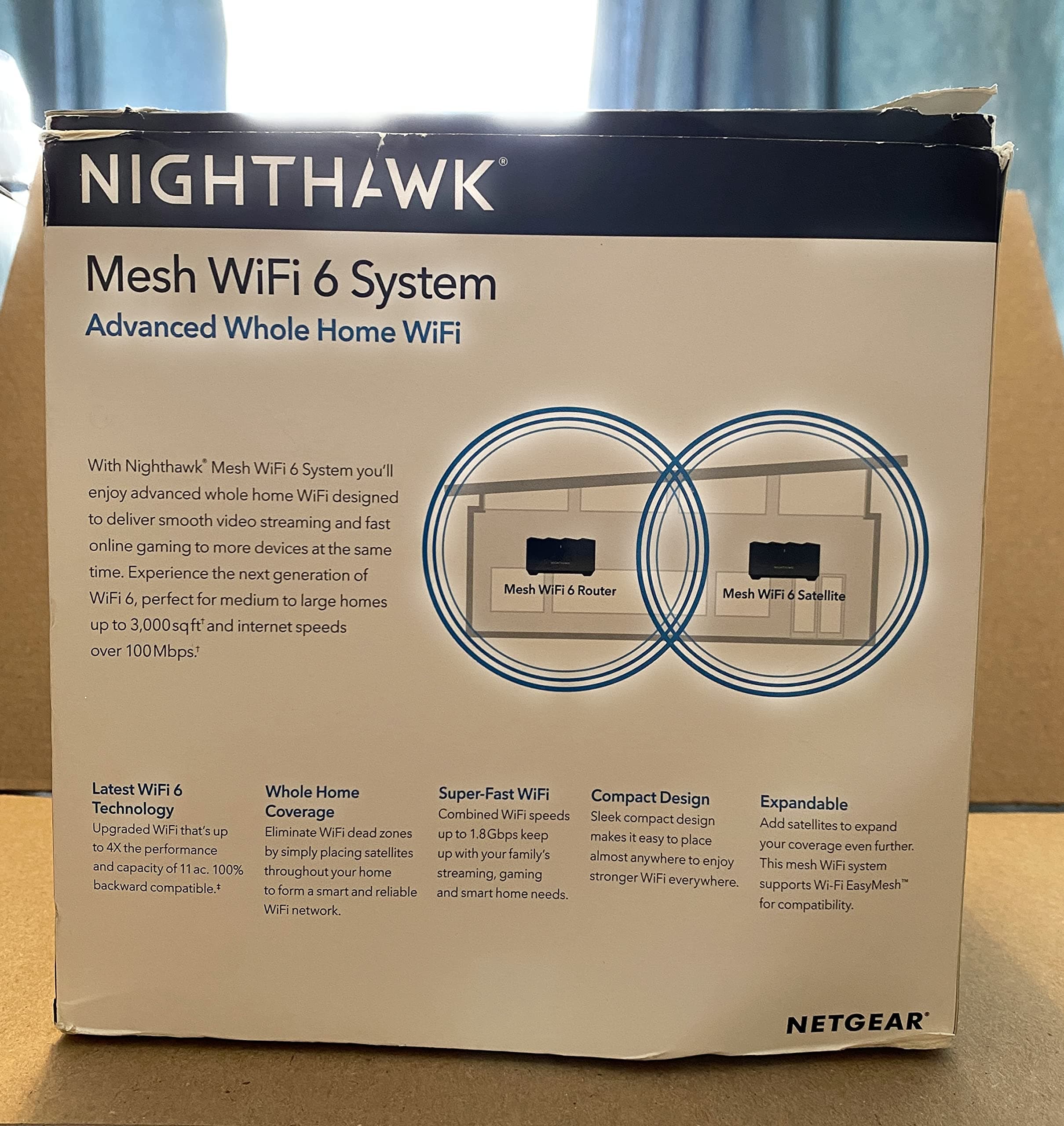 NETGEAR Nighthawk Whole Home Mesh WiFi 6 System (MK62) - AX1800 Router with 1 Satellite Extender, Coverage up to 3,000 sq. ft. and 25+ Devices - Image 2