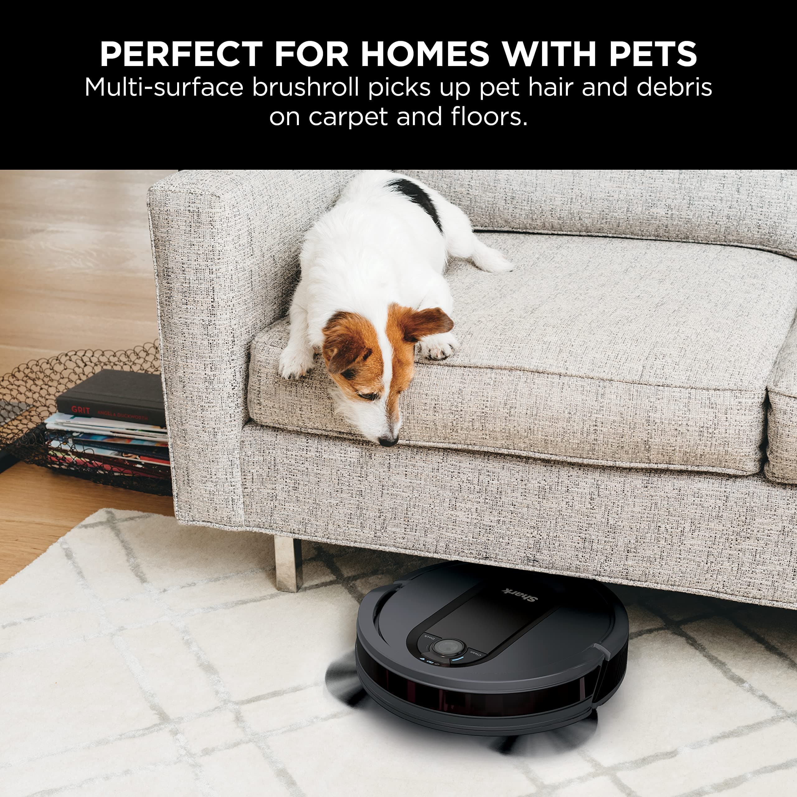 Shark RV912S EZ Robot Vacuum with Self-Empty Base, Bagless, Row-by-Row Cleaning, Perfect for Pet Hair, Compatible with Alexa, Wi-Fi, Dark Gray - Image 4