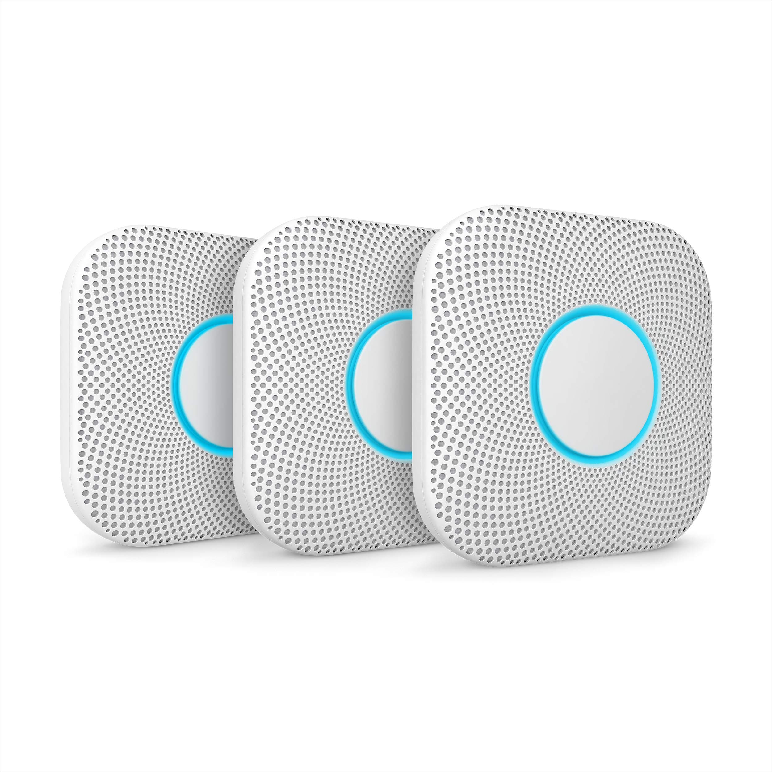 Google S3006WBUS Nest Protect, S3000BWES, 2nd Gen, Battery, 3-Pack Alarm-Smoke Carbon Monoxide Detector, 3, White