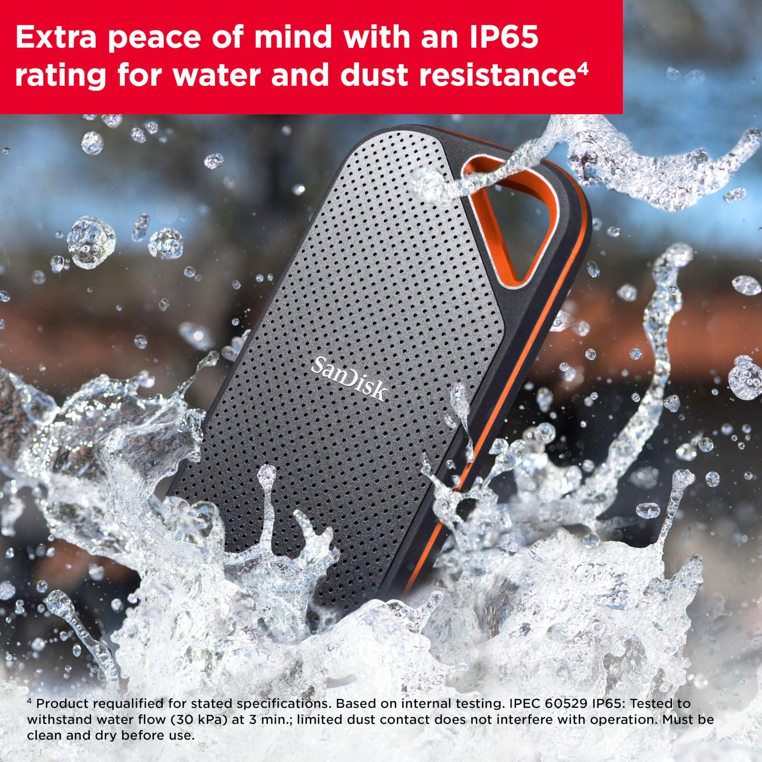 SANDISK 2TB Extreme PRO Portable SSD - Up to 2000MB/s - USB-C, USB 3.2 Gen 2x2, IP65 Water and Dust Resistance, Updated Firmware - External Solid State Drive - SDSSDE81-2T00-G25 - Image 6