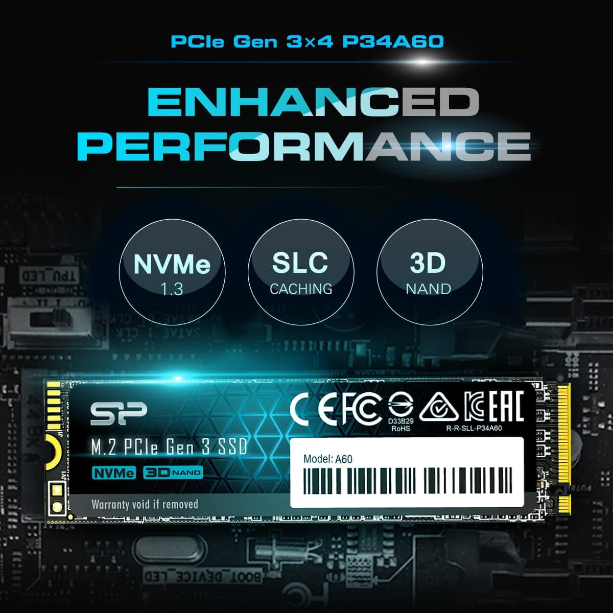 Silicon Power 2TB NVMe M.2 PCIe Gen3x4 2280 SSD Solid State Drive (SP002TBP34A60M28) - Image 3