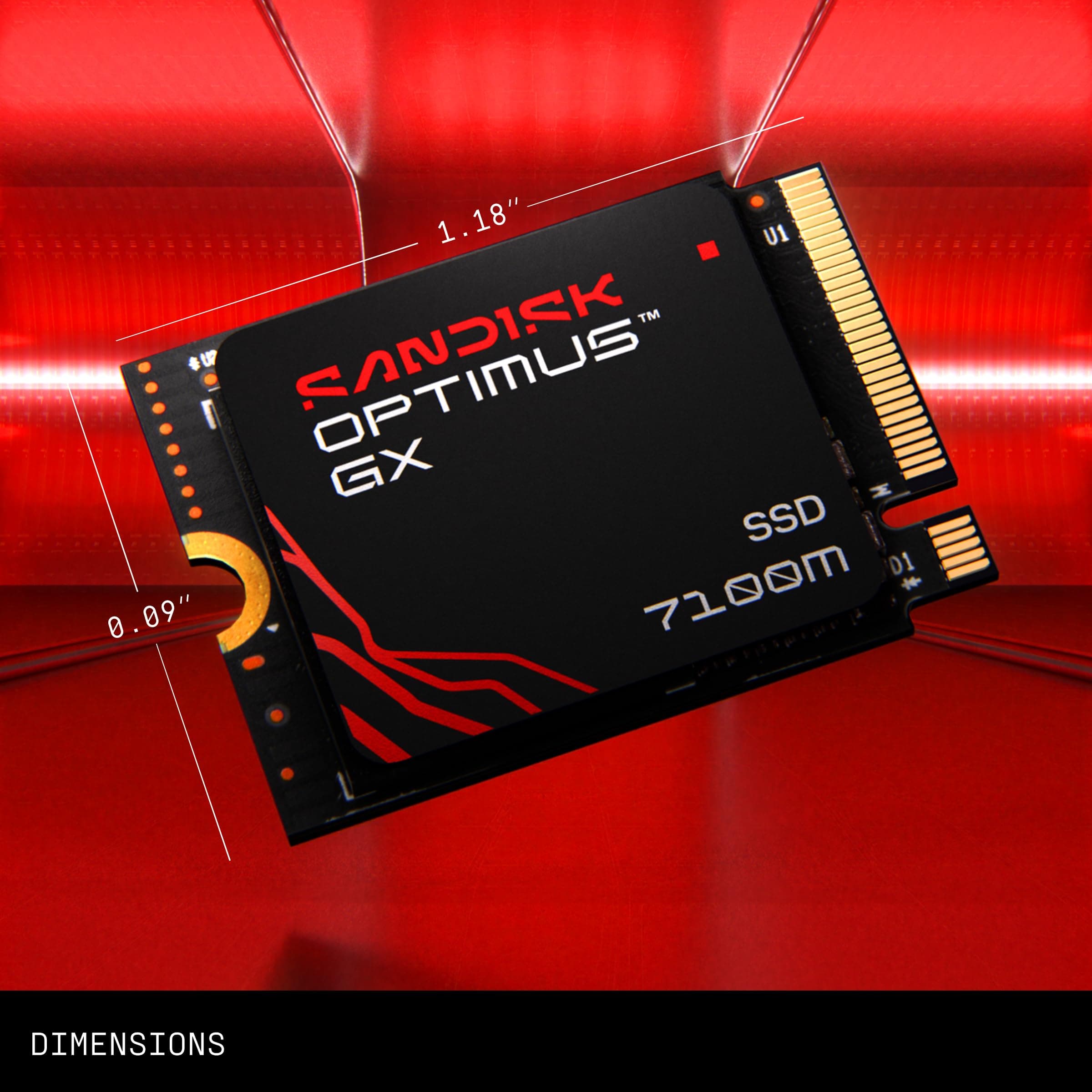 SANDISK 1TB Optimus GX 7100M NVMe SSD - PCIe Gen 4, M.2 2230, Up to 7,250MB/s Read Speed, Up to 6,900MB/s Write Speed - SDSP71100TAT - Image 2