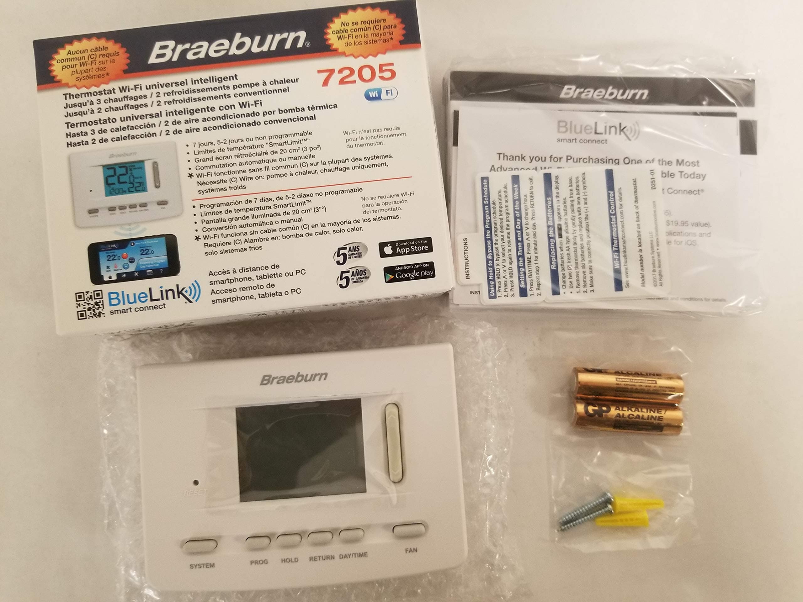 Braeburn 7205 Digital Programmable Wi-Fi Thermostat, White - Image 3