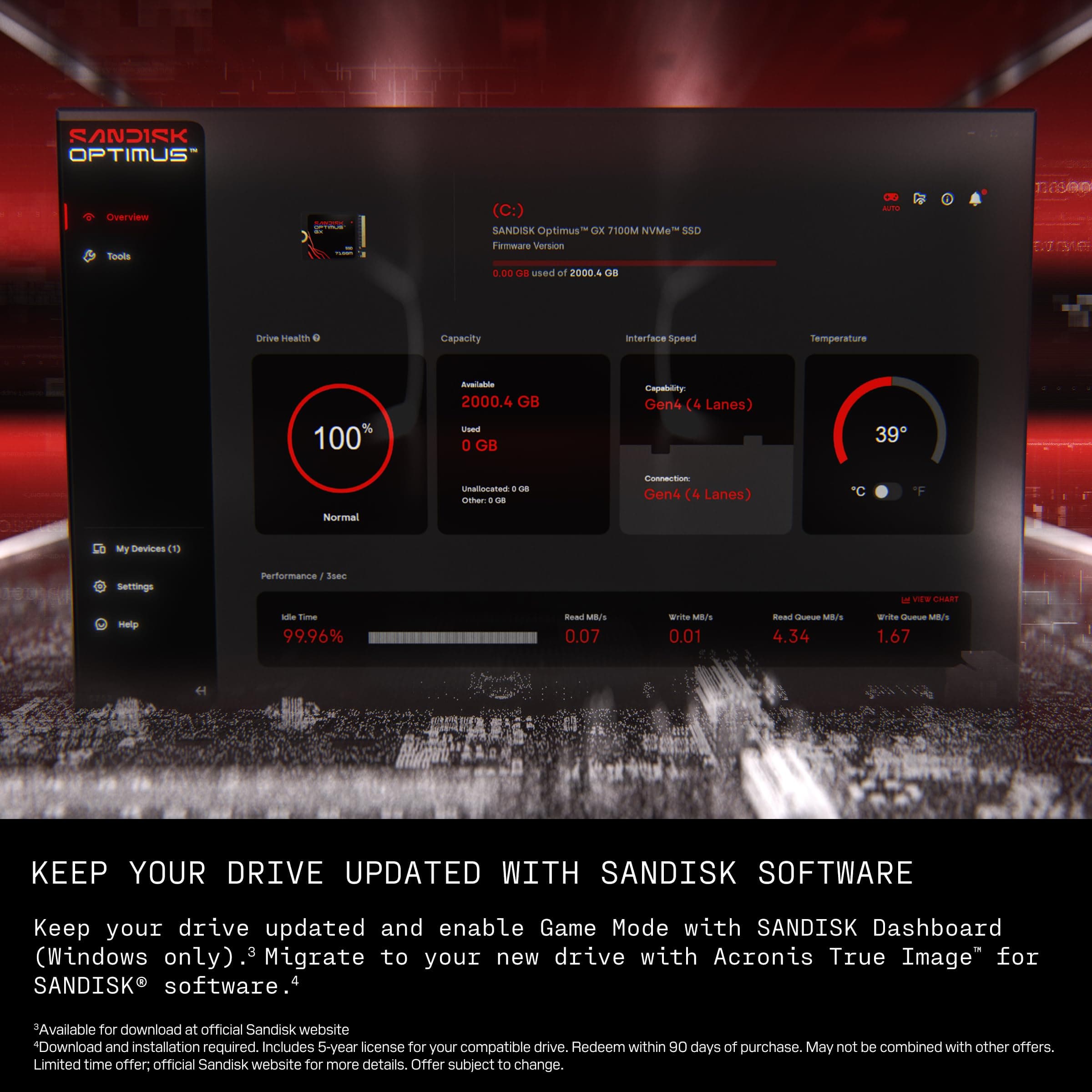 SANDISK 1TB Optimus GX 7100M NVMe SSD - PCIe Gen 4, M.2 2230, Up to 7,250MB/s Read Speed, Up to 6,900MB/s Write Speed - SDSP71100TAT - Image 7