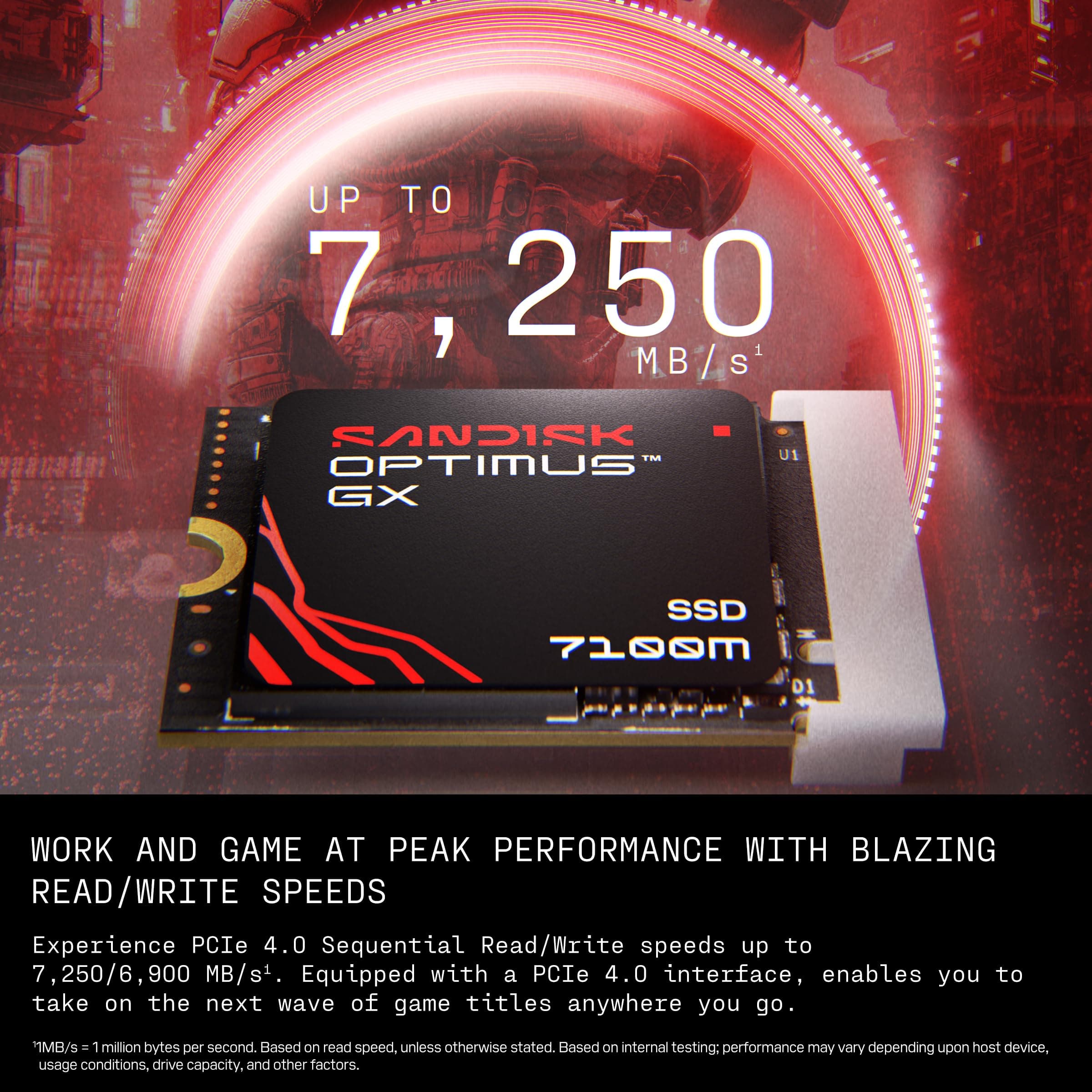 SANDISK 1TB Optimus GX 7100M NVMe SSD - PCIe Gen 4, M.2 2230, Up to 7,250MB/s Read Speed, Up to 6,900MB/s Write Speed - SDSP71100TAT - Image 3