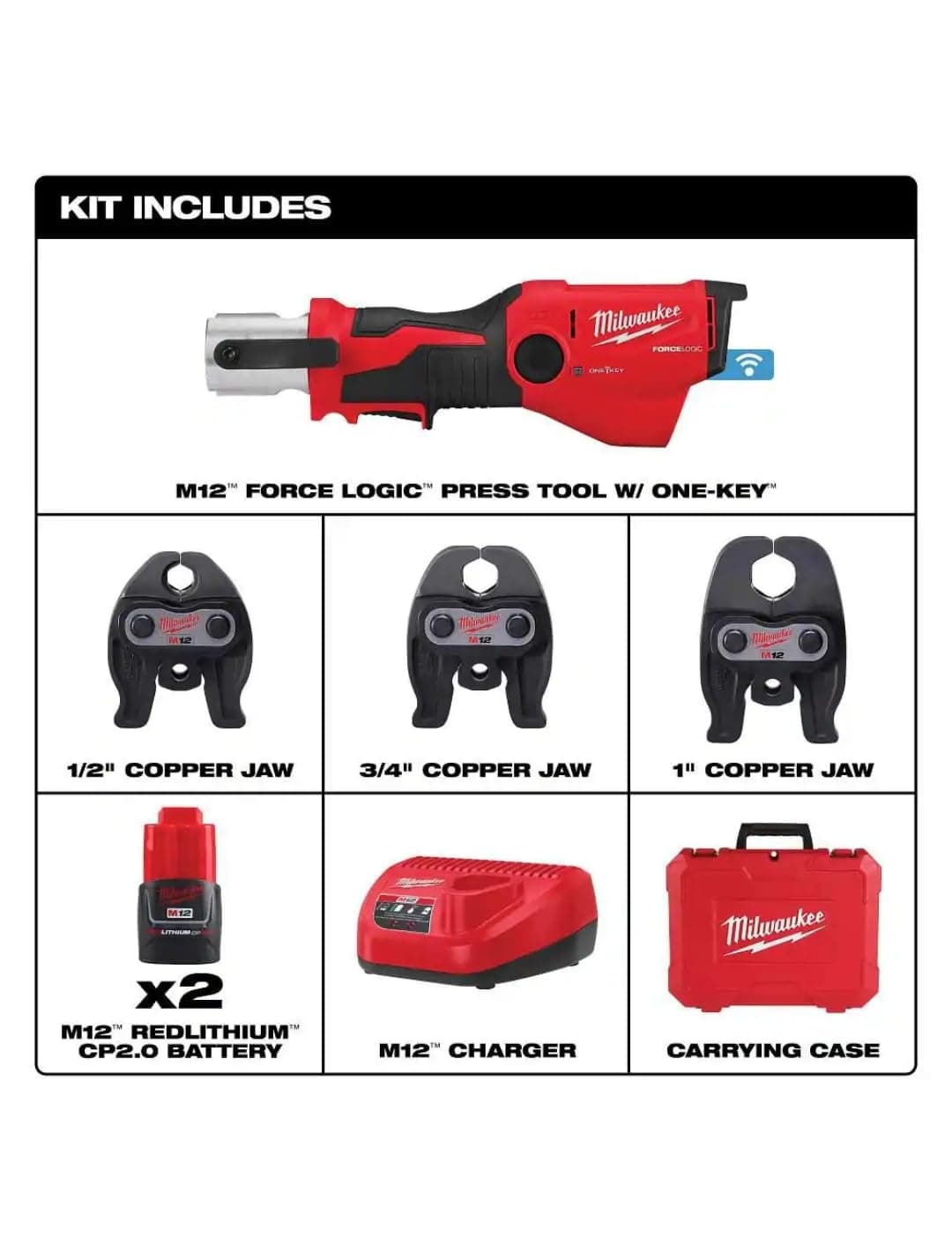 Milwaukee 2573-22 M12 Force Logic Press Tool 1/2" - 1" Kit - Image 2