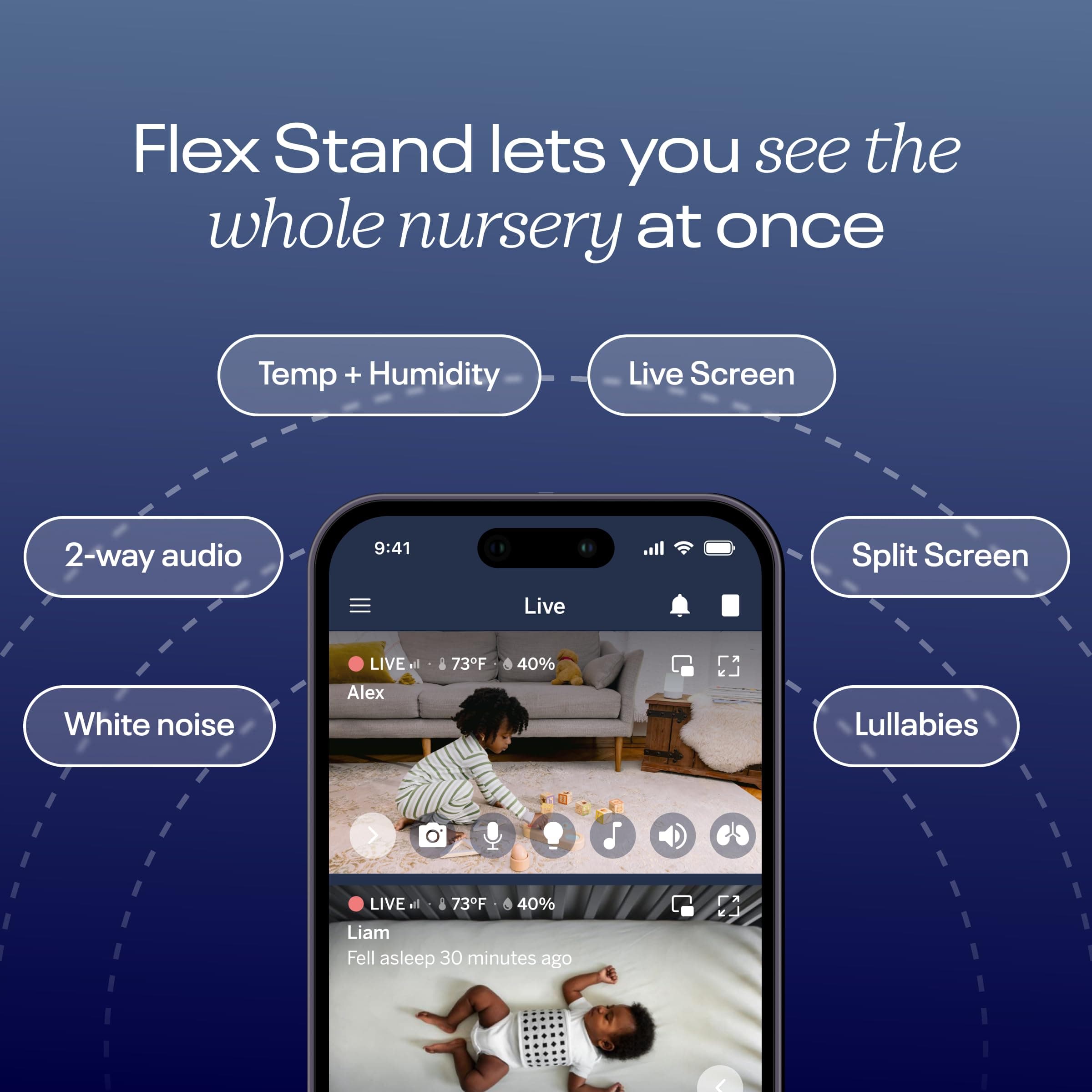 Nanit Pro Smart Baby Monitor & Flex Stand - 1080p Wi-Fi Video Camera, 2-Way Audio, Sound/Motion/Cry Notifications, Night Vision, and Breathing Band - Image 8