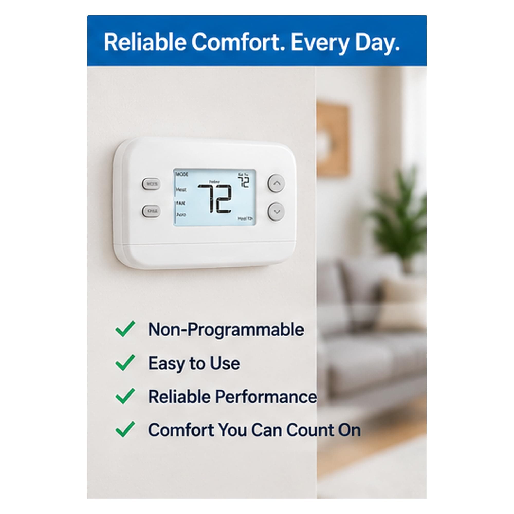 Honeywell Home FocusPRO N100 Thermostat TH1210U4001, 24V Heat Pumps with Auxiliary Heat or 1H/1C Conventional Systems, Includes 5-Year Warranty - Image 5