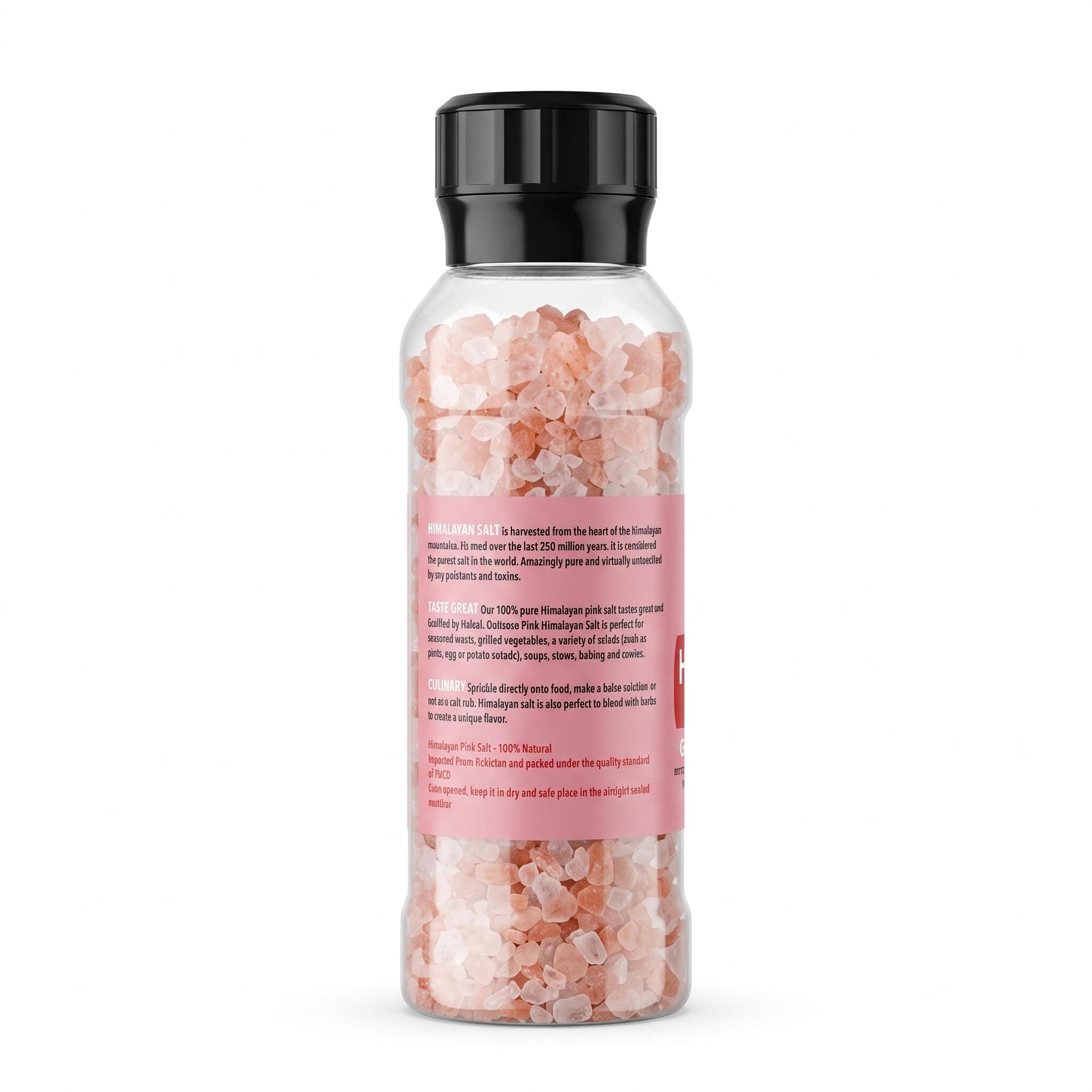 Outcrate Himalayan Pink Salt Grinder, Large 14.8 oz (420 g) - Coarse Grain Natural Rock Salt, No Additives, Built-In Grinder Bottle - Image 6