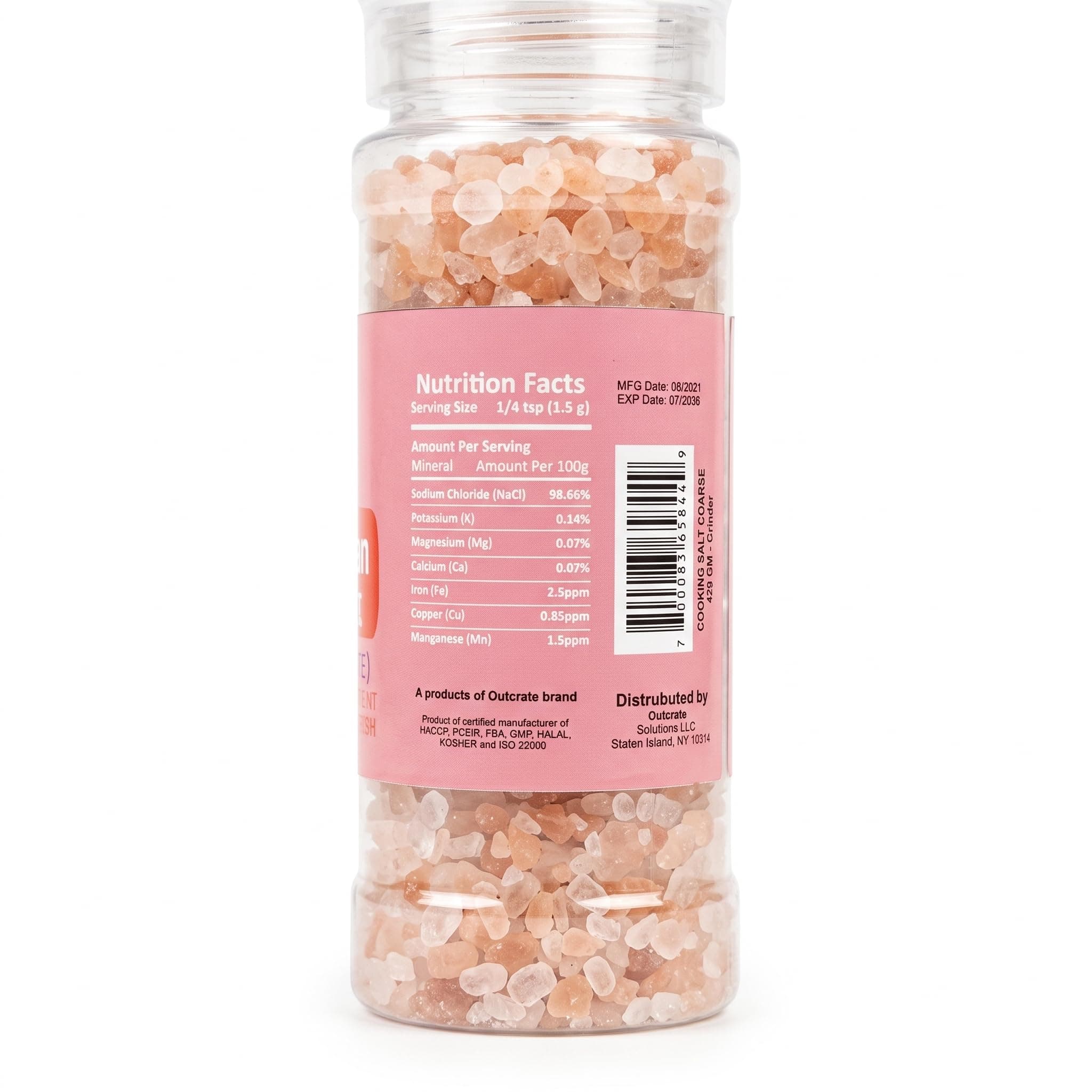 Outcrate Himalayan Pink Salt Grinder, Large 14.8 oz (420 g) - Coarse Grain Natural Rock Salt, No Additives, Built-In Grinder Bottle - Image 7