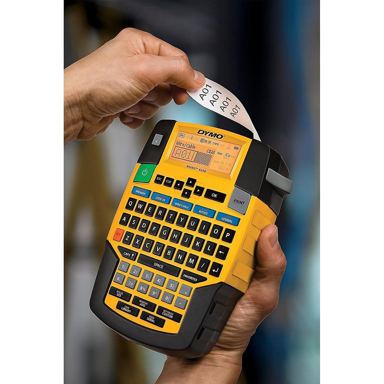 DYMO Rhino 4200 Industrial Label Maker Carry Case Kit with 1 Roll of 1/2" All-Purpose Vinyl Labels, Black on White - Image 3