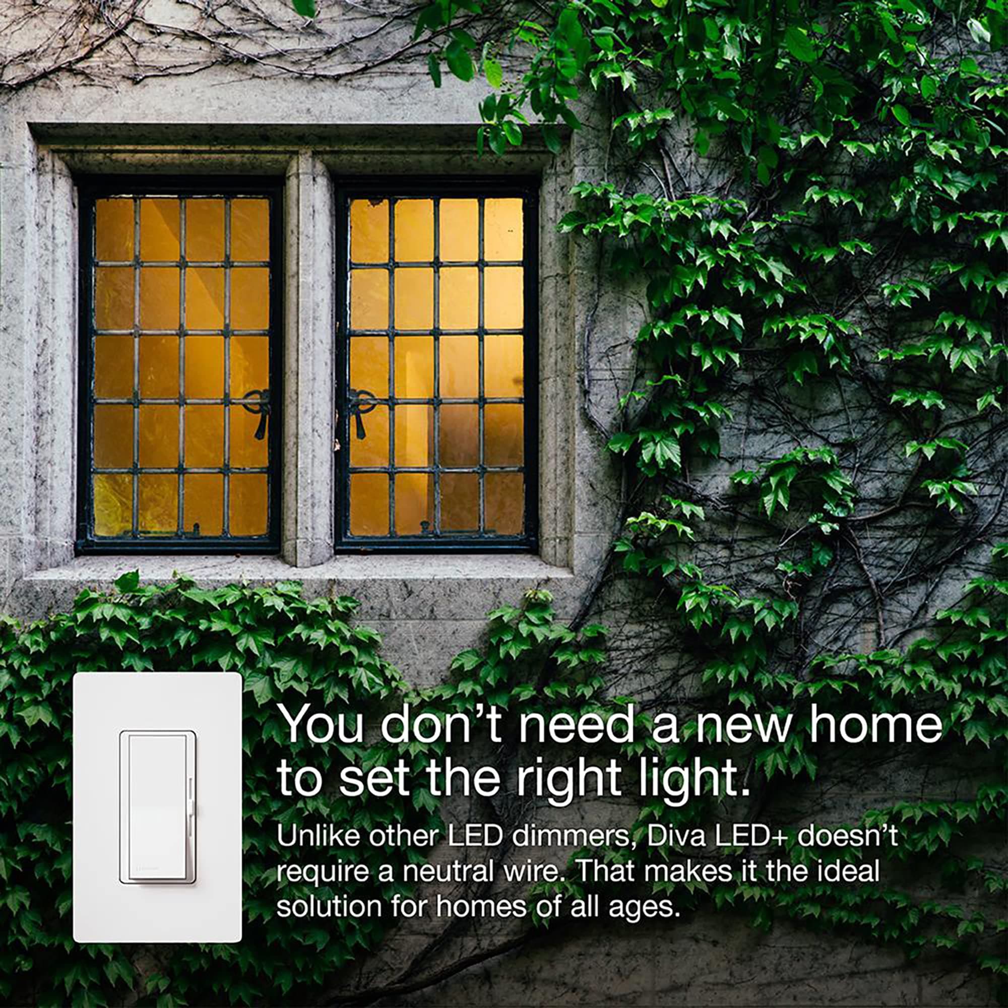 Lutron Diva LED+ Dimmer Light Switch for Dimmable LED, Halogen, and Incandescent Bulbs, 150 Watt, Single-Pole or 3-Way, DVCL-153P-WH, White - Image 6