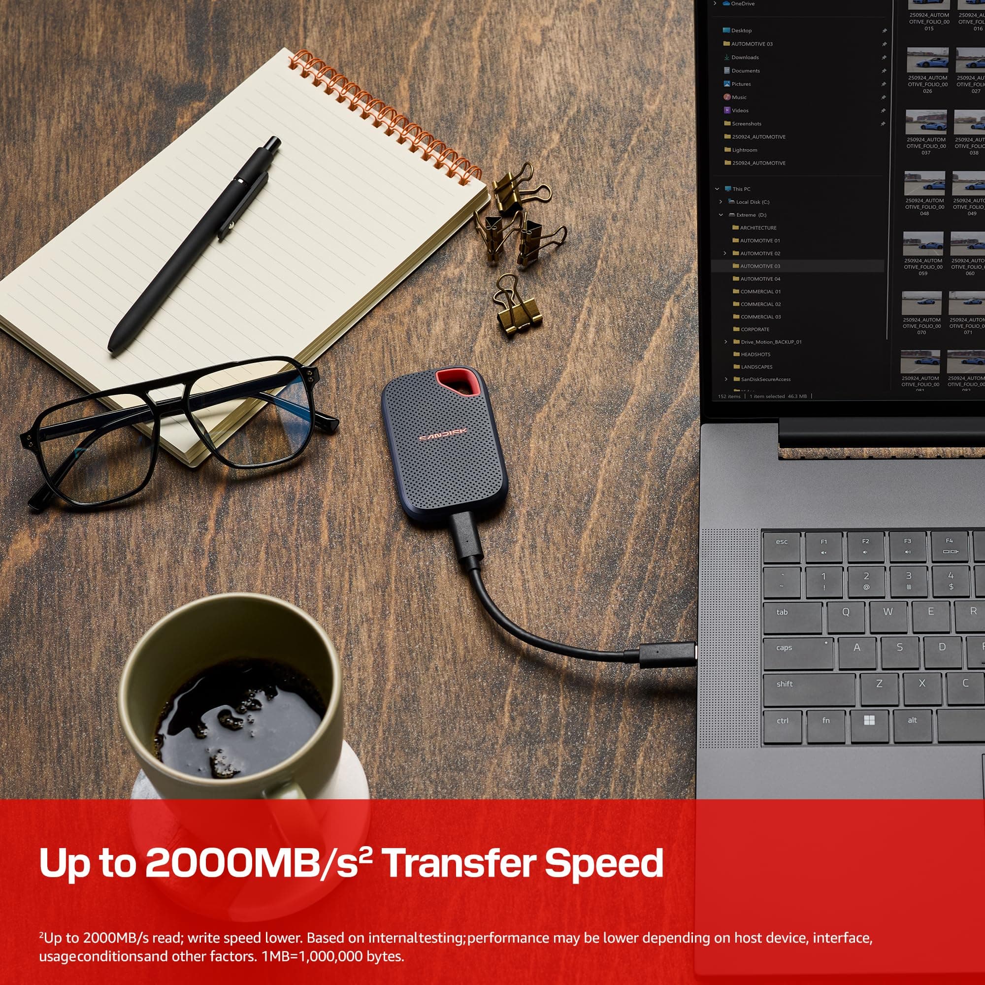 Sandisk 4TB Extreme Portable SSD, Up to 2000MB/s Transfer Speeds-New Model - Image 2